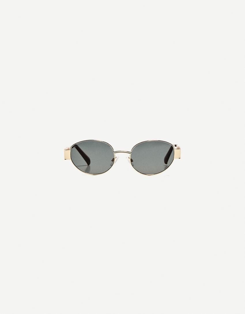 Gafas sol ovaladas metálicas-Oro-2