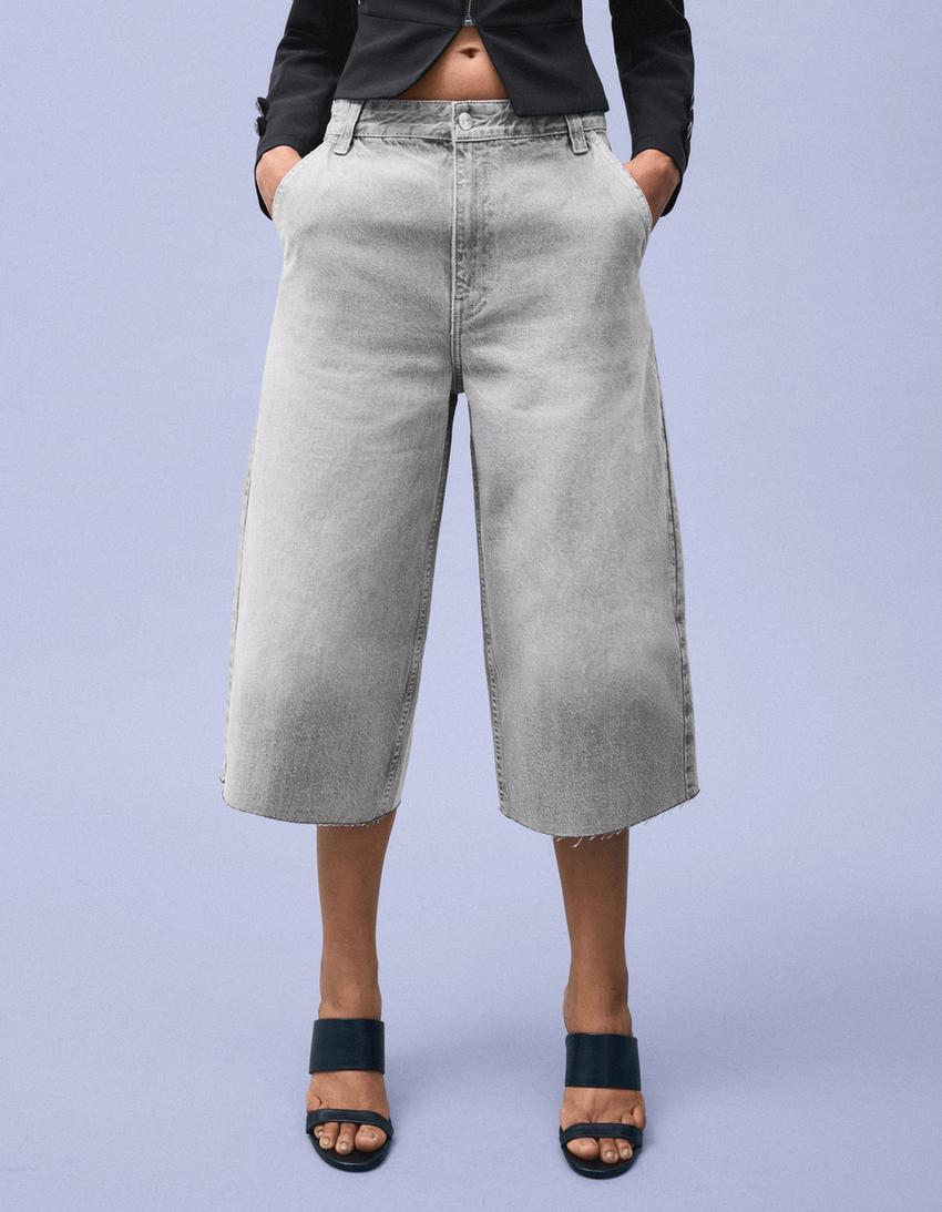 Bermuda jort denim skater-Gris