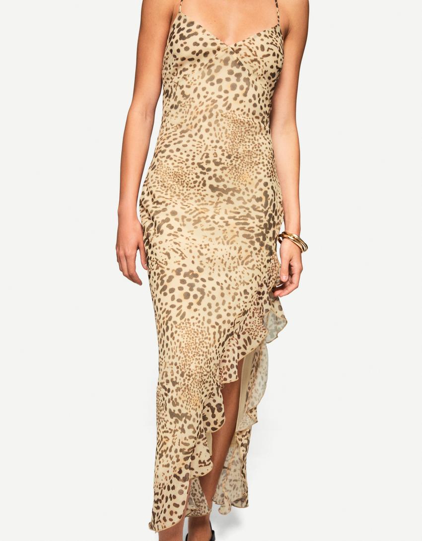 Robe midi à imprimé animal-Multicouleur-2