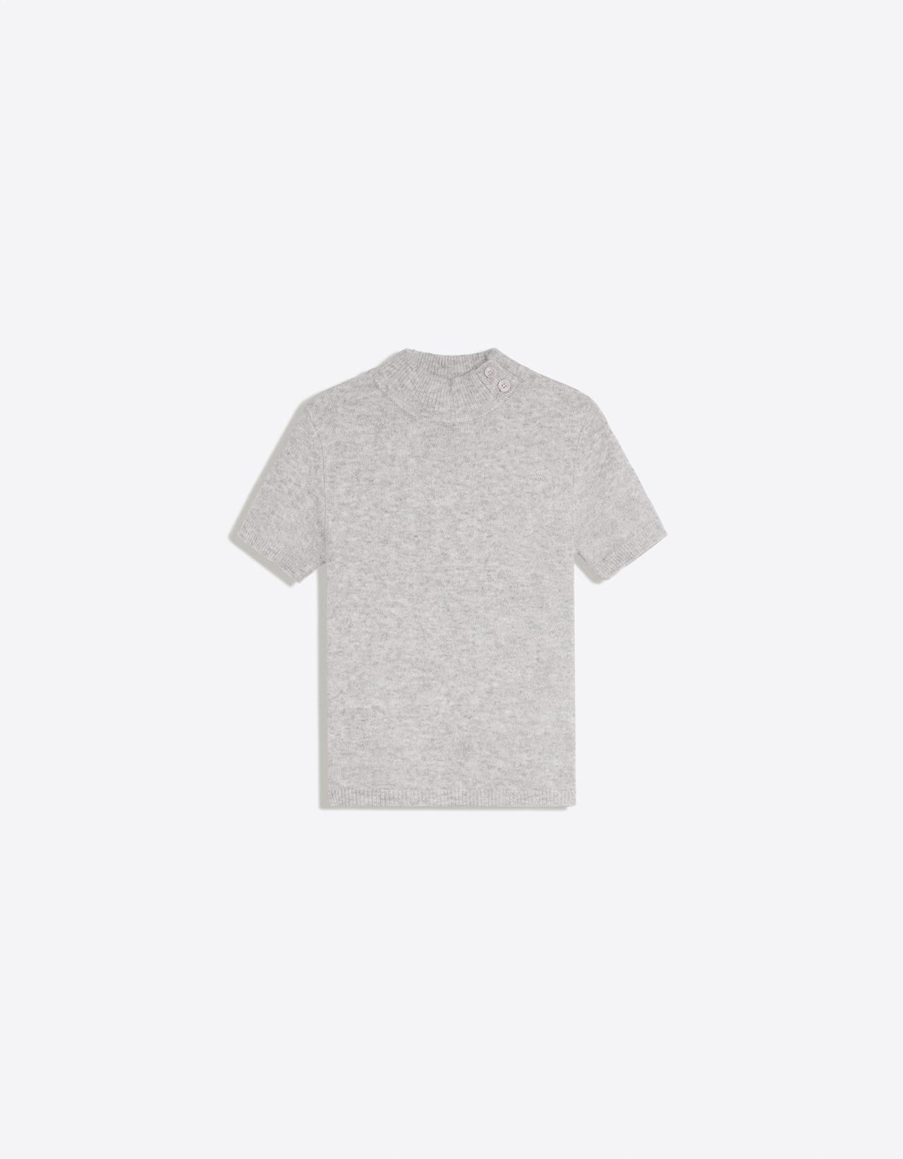 Short sleeve mock turtleneck jumper — Grey