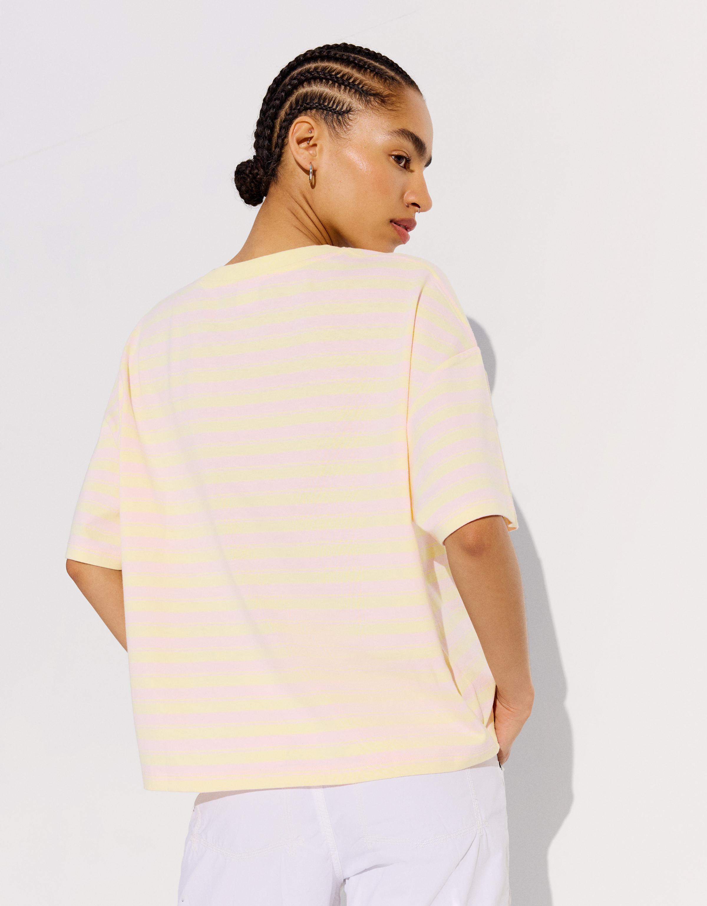 Boxy fit striped T-shirt — Yellow
