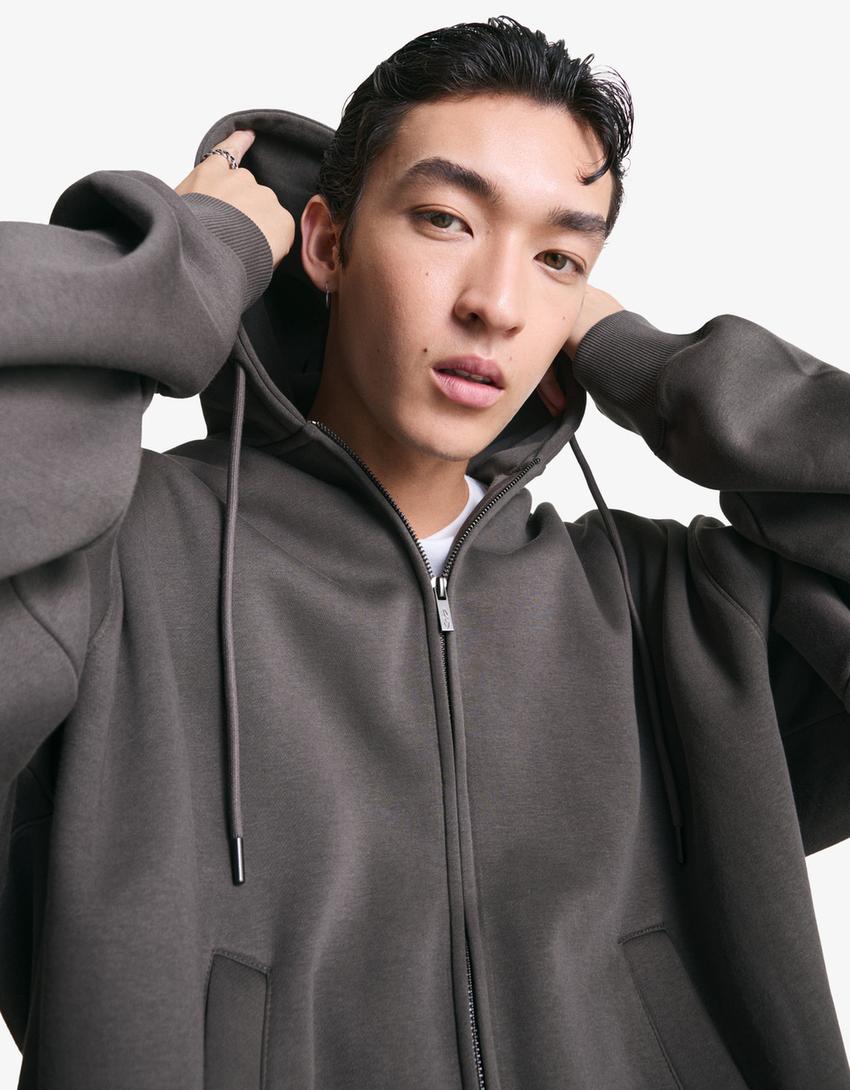 Zip-up hoodie-Grey-2