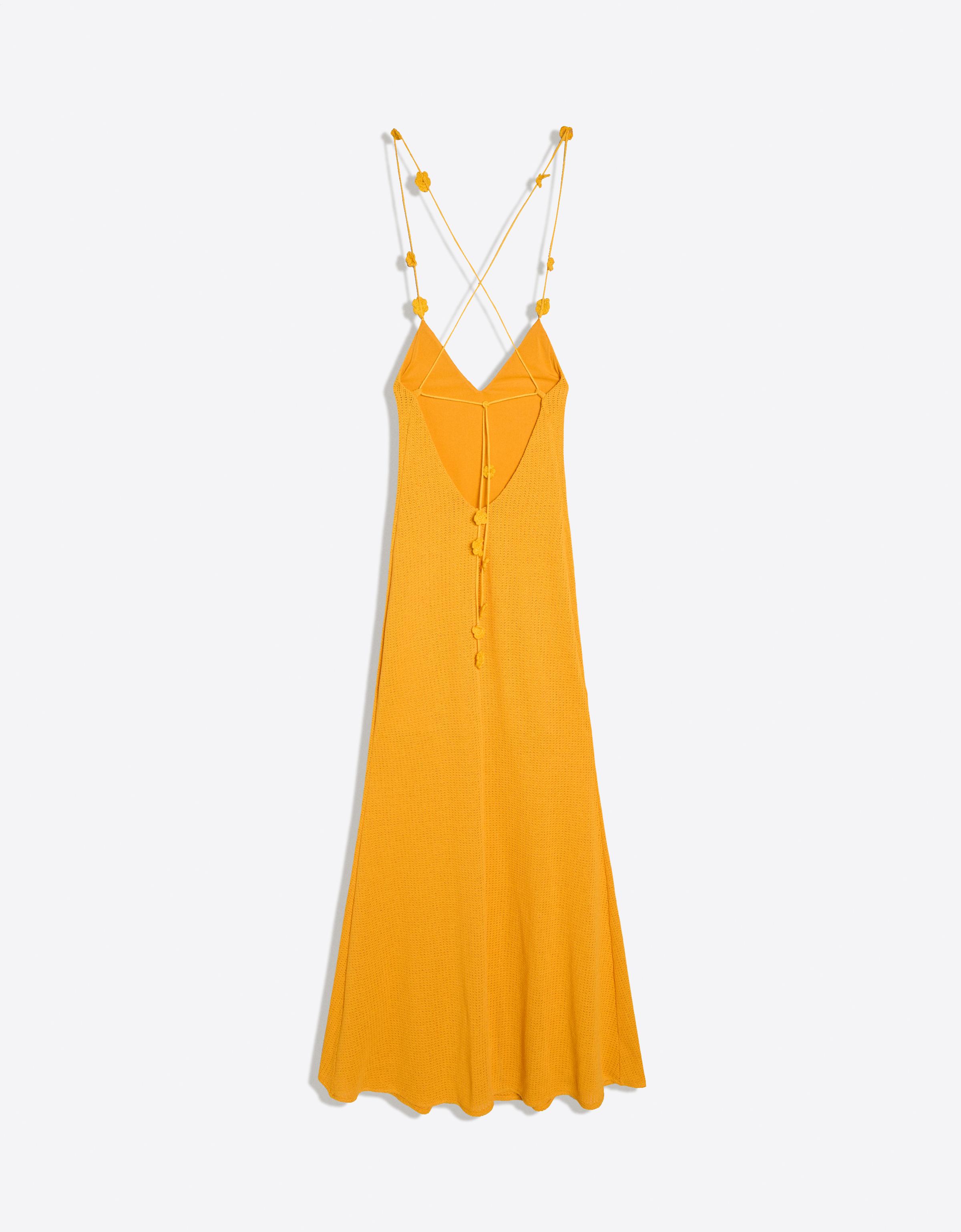 Rustic crochet midi dress — Yellow