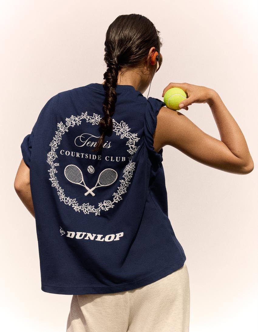 DUNLOP boxy fit T-shirt-Navy