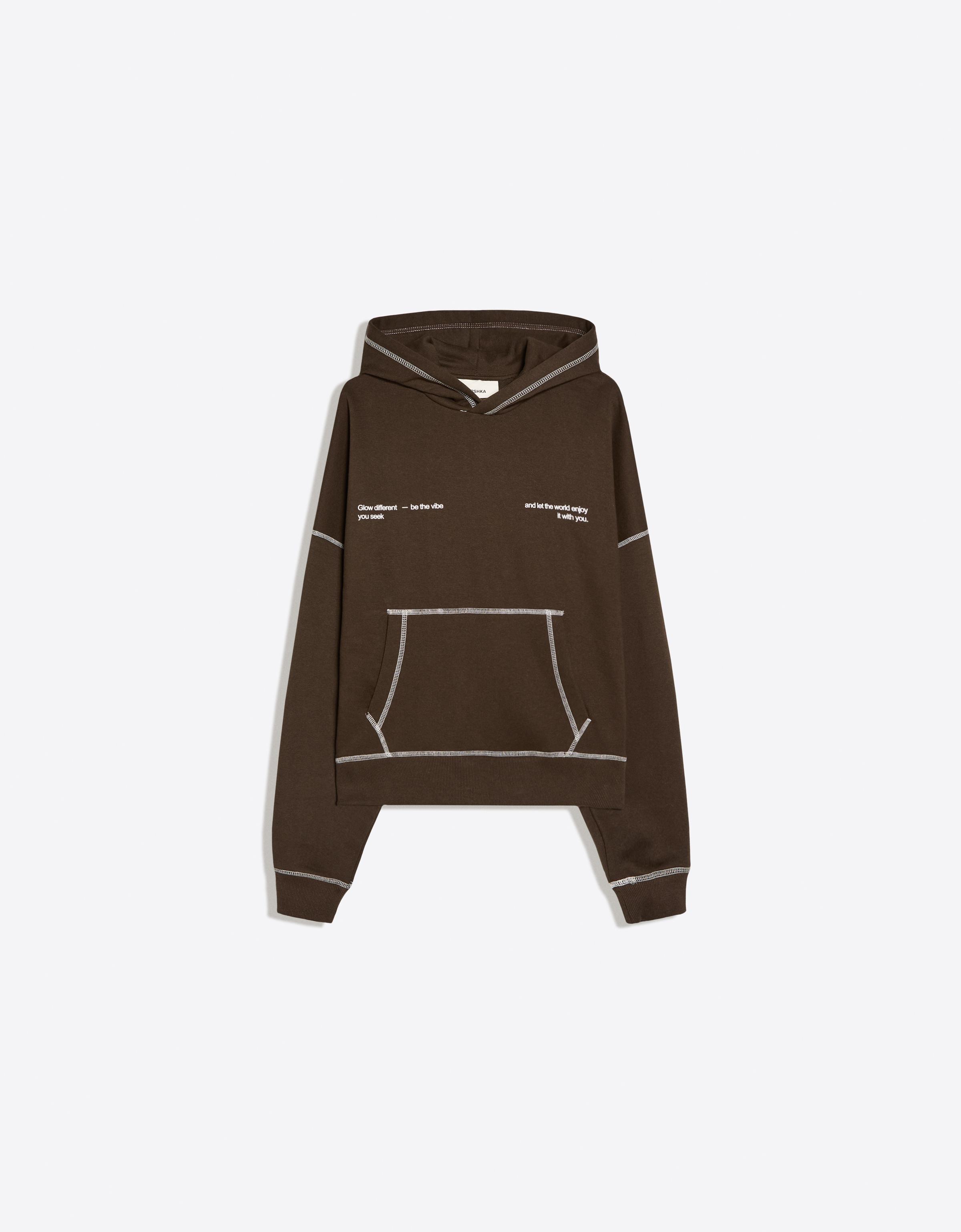 Hooded print sweatshirt — Brown