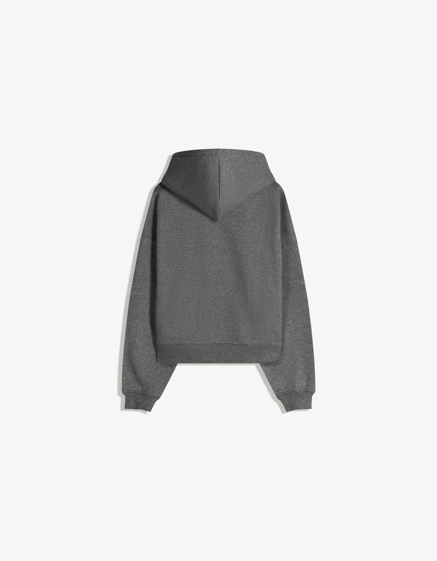 Sweatshirt com capuz e purpurina-Cinza