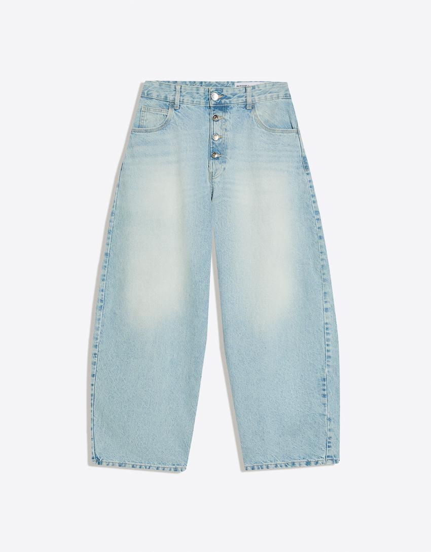Barrel fit jean-Açık mavi
