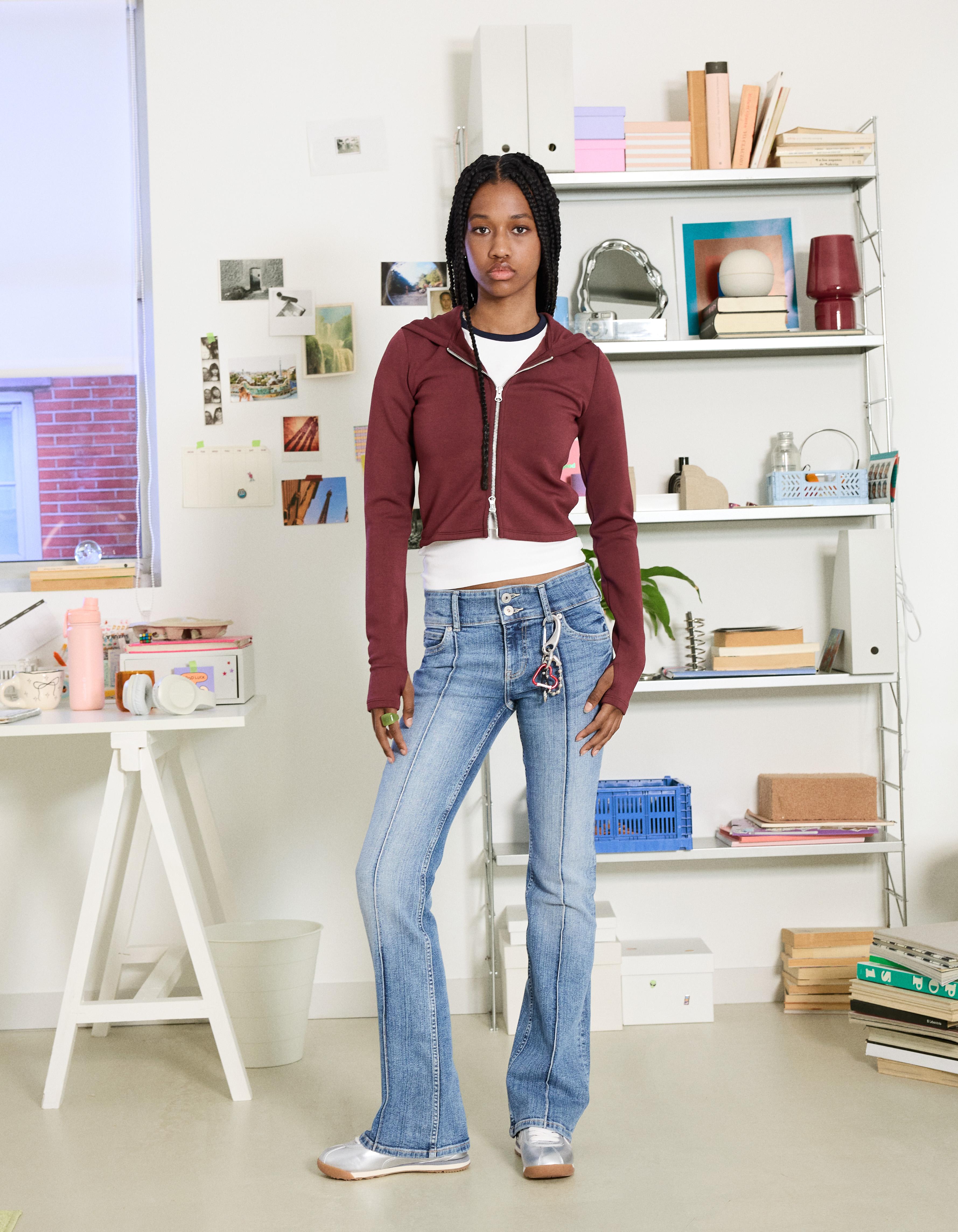Soft zip-up modal hoodie — Burgundy
