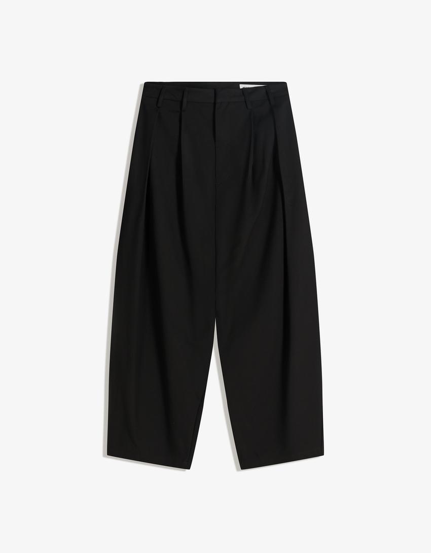 Pantalón balloon tailoring pinzas-Negro