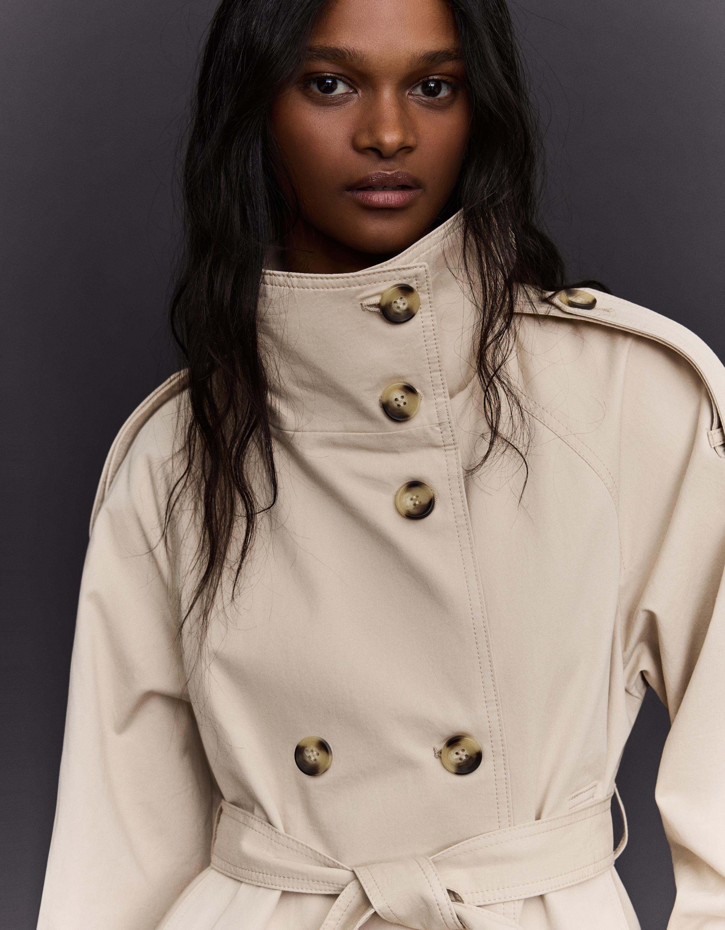 Funnel neck trench jacket - Jackets and trench - Women | Bershka