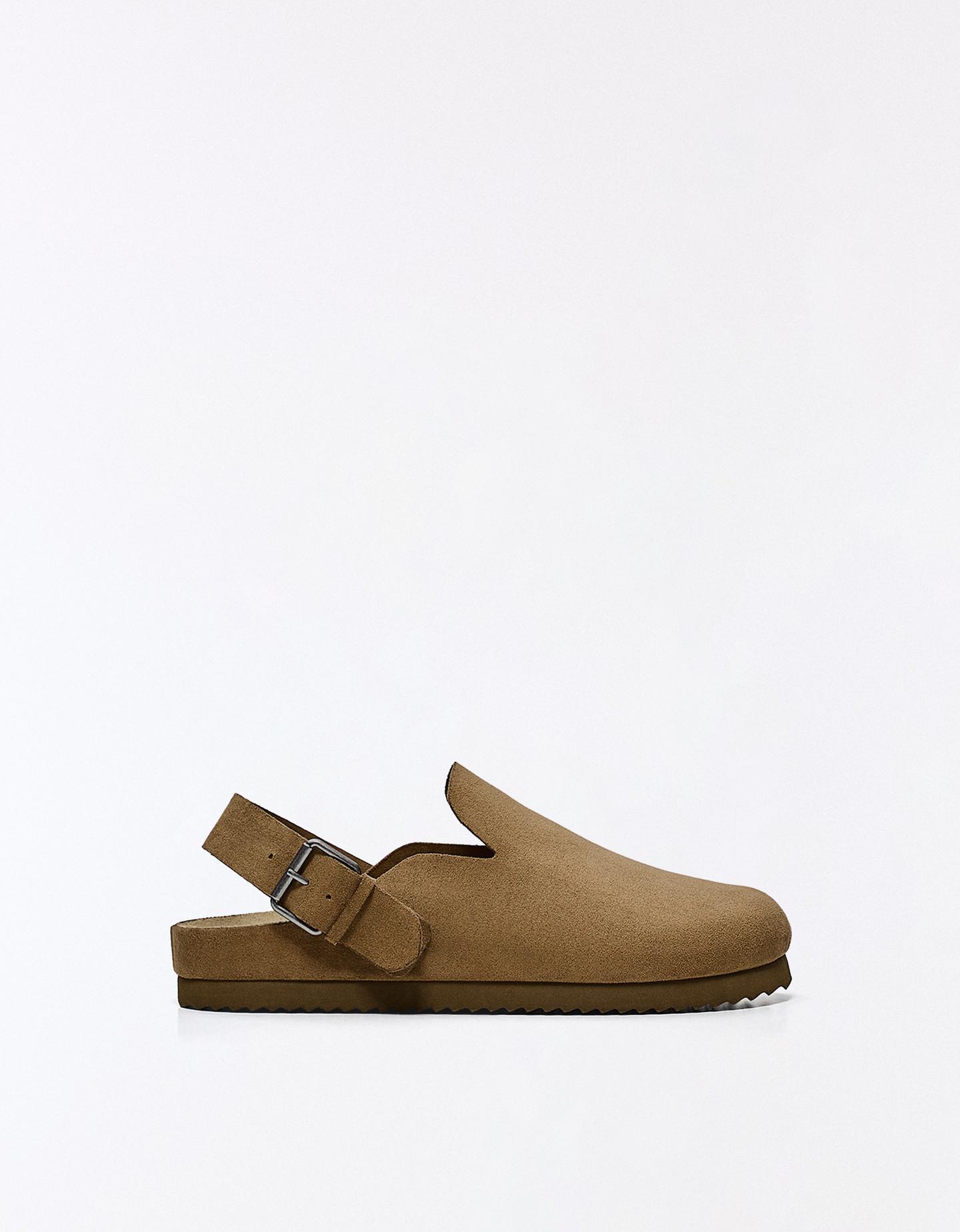 Bershka chodaki z paskiem brązowy