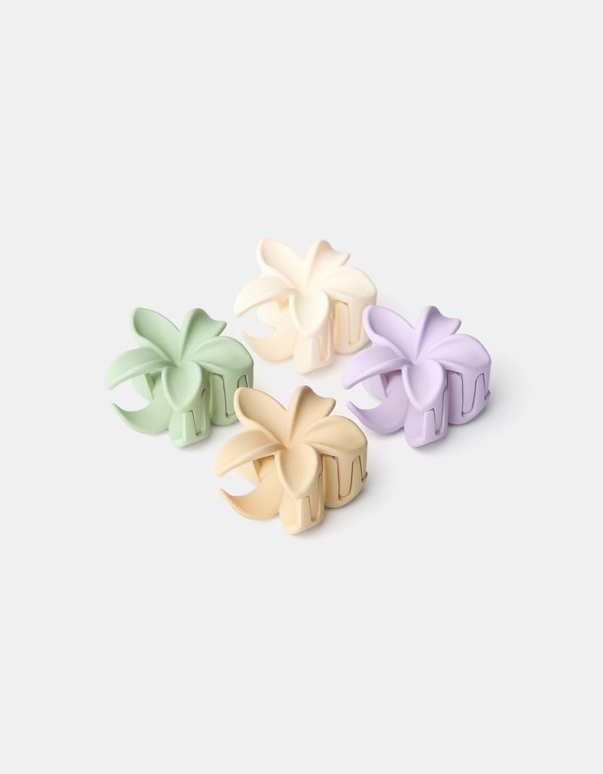 Lot 4 barrettes mini-fleur-Violet-4