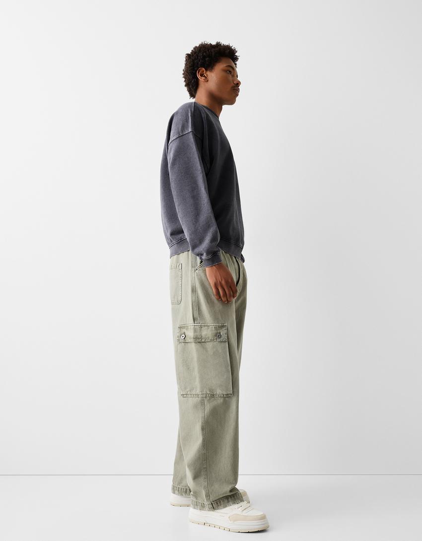 Washed-effect sweatshirt-Black-3