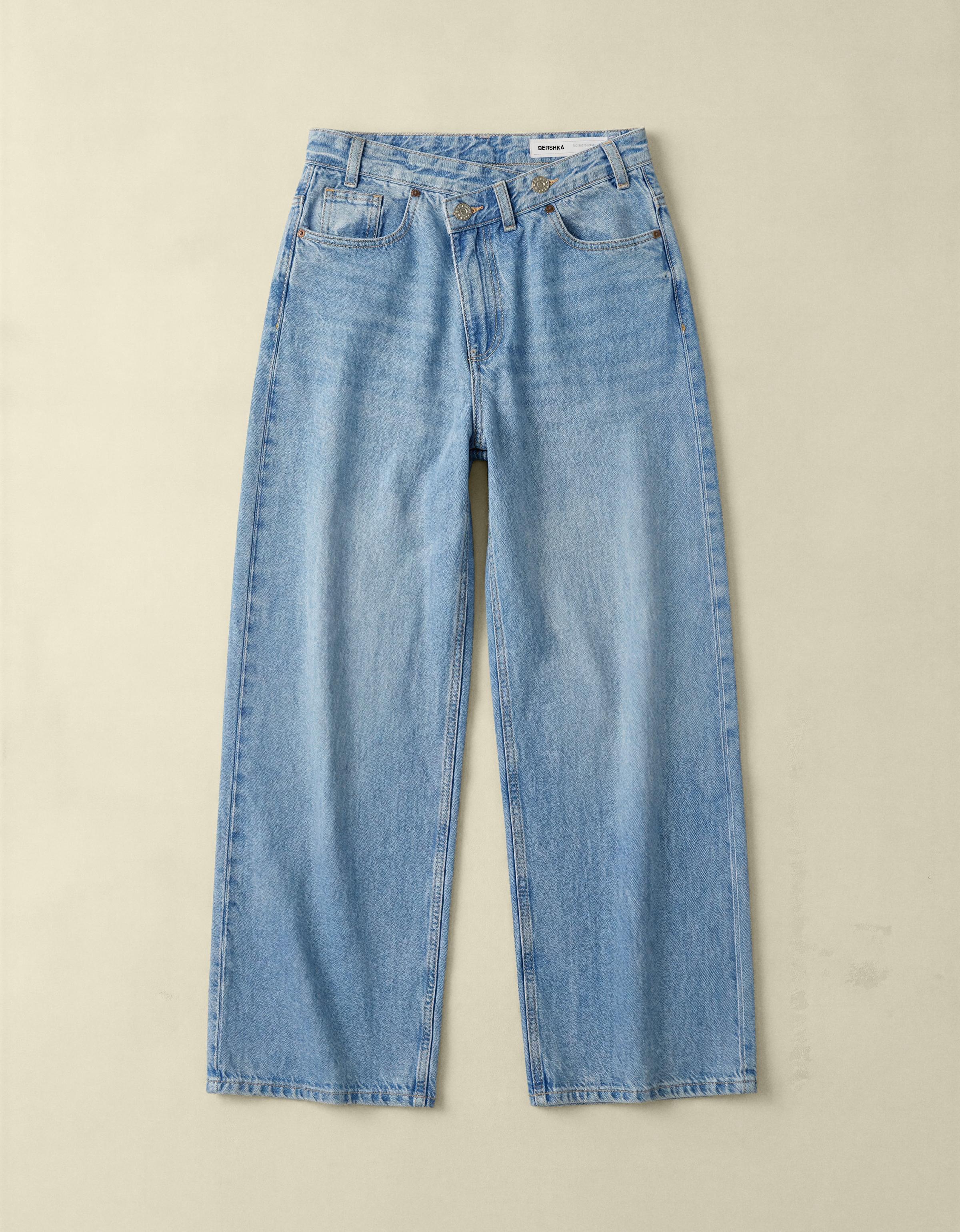 Çapraz belli yüksek bel geniş paça jean - Görsel 22