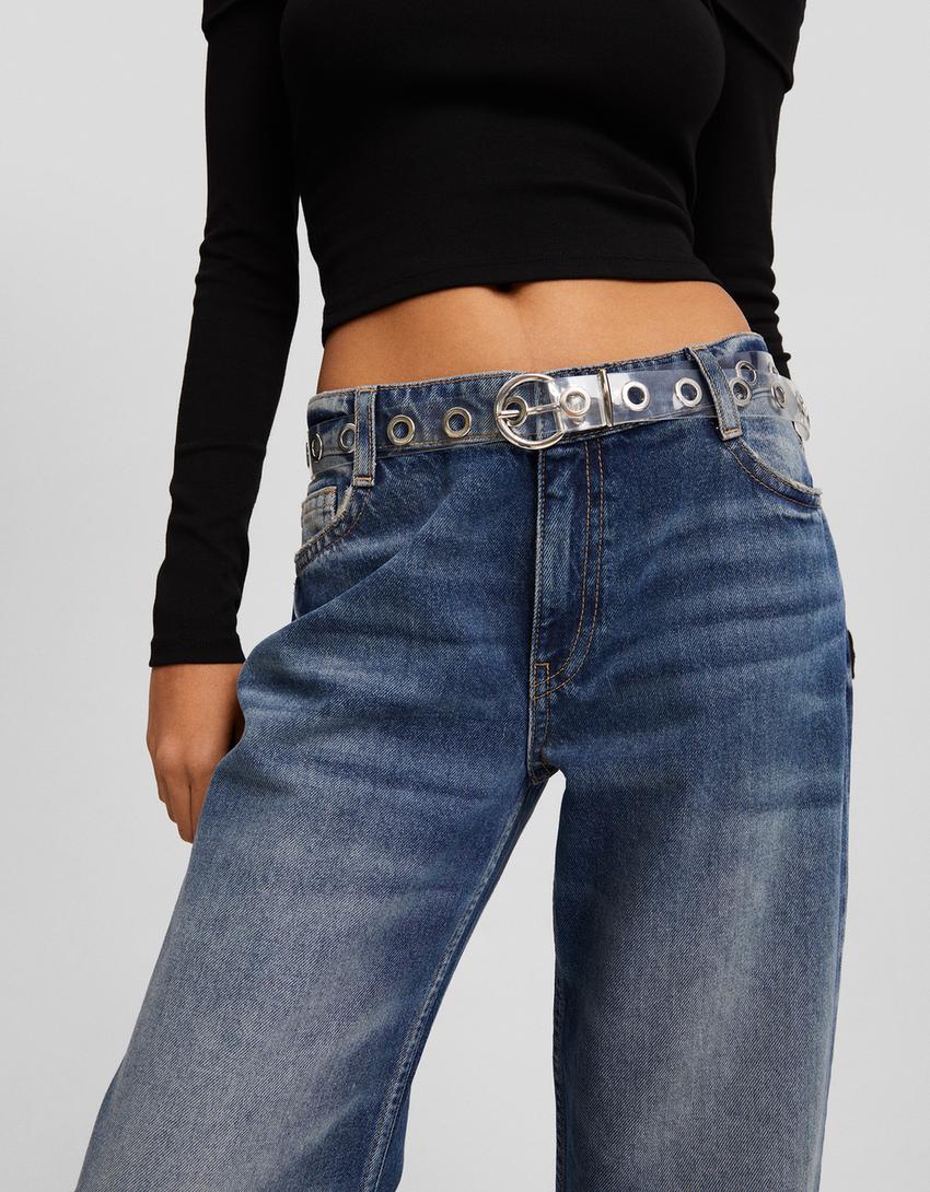 Ceinture transparente à œillets-Écru-1