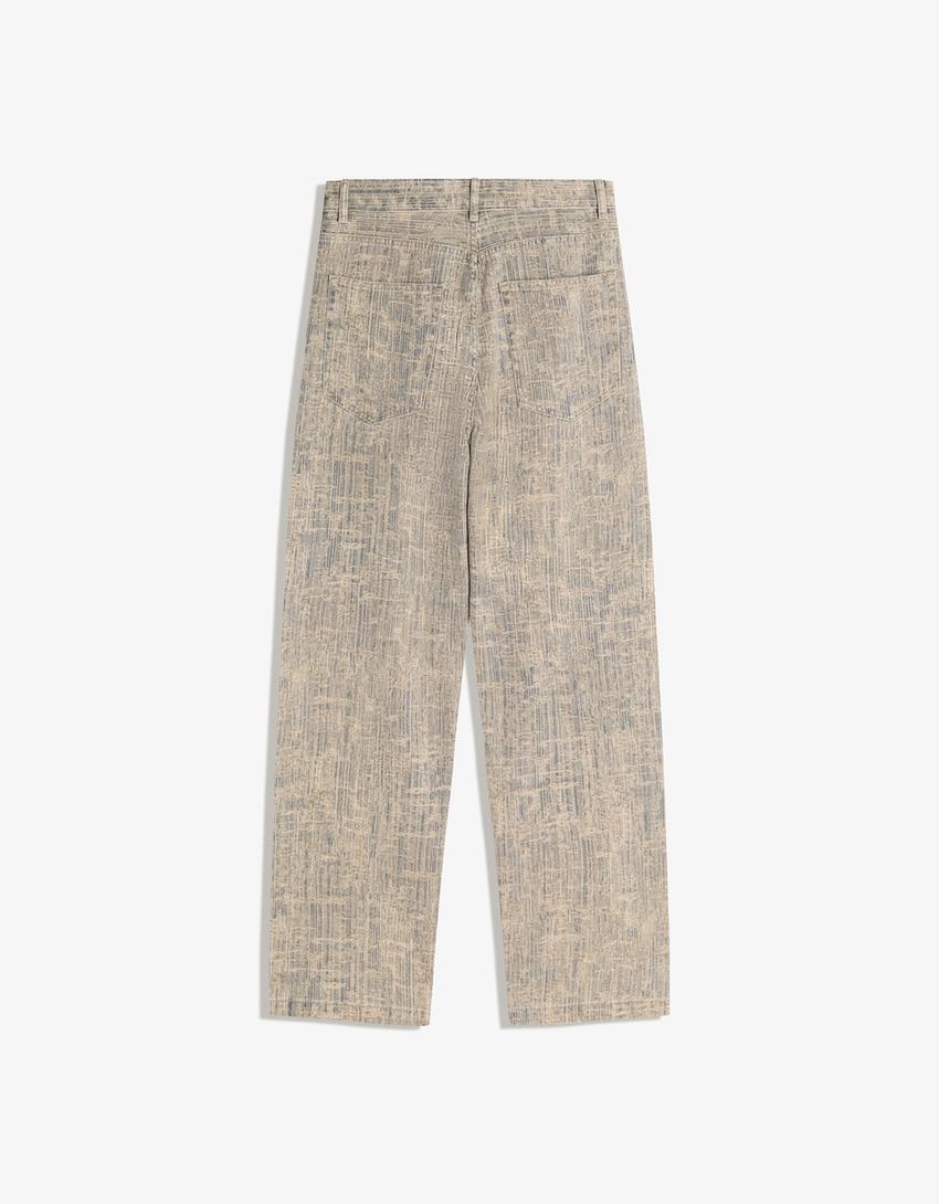 Pantalón barrel print-Marrón