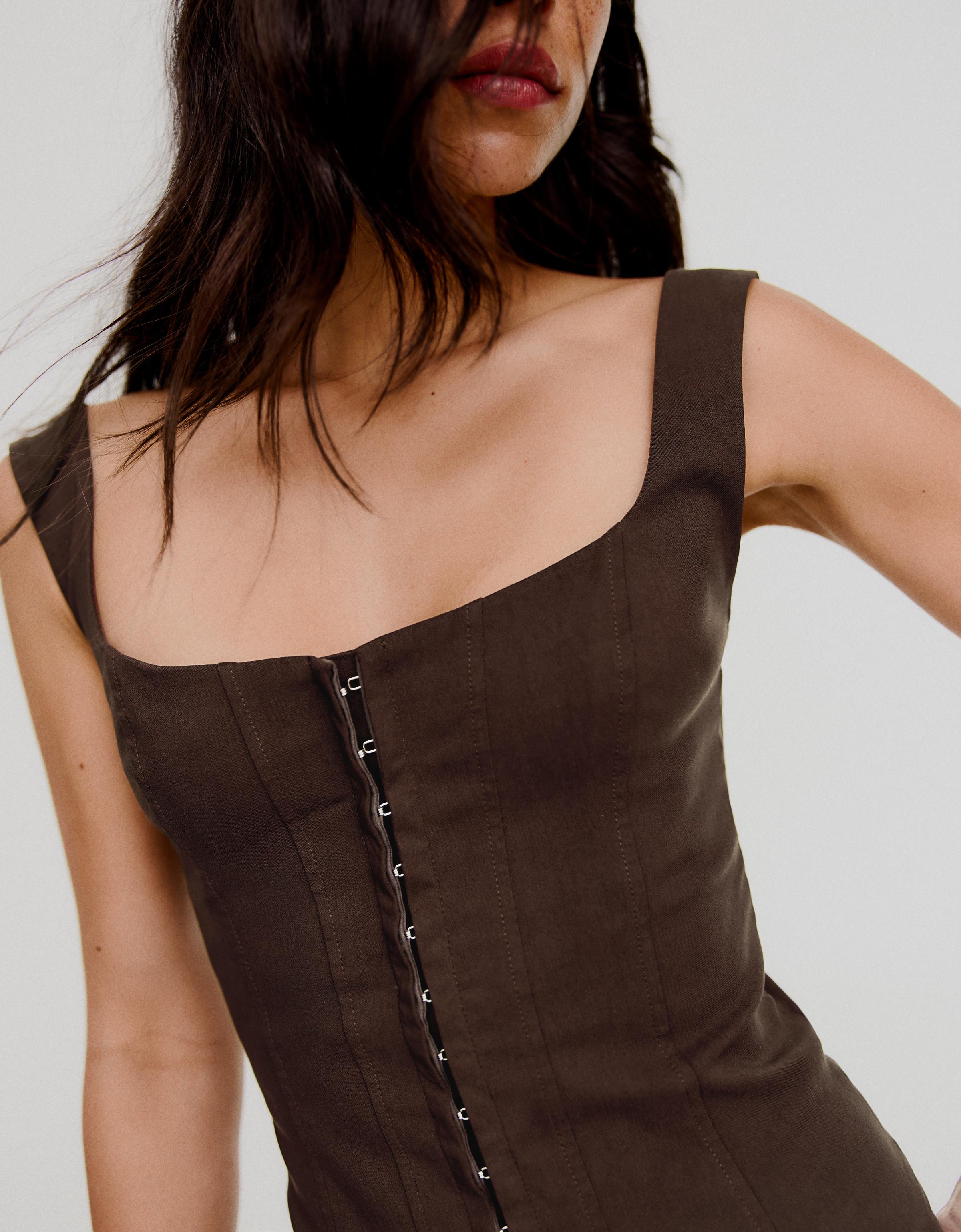 Bengaline corset top — Brown