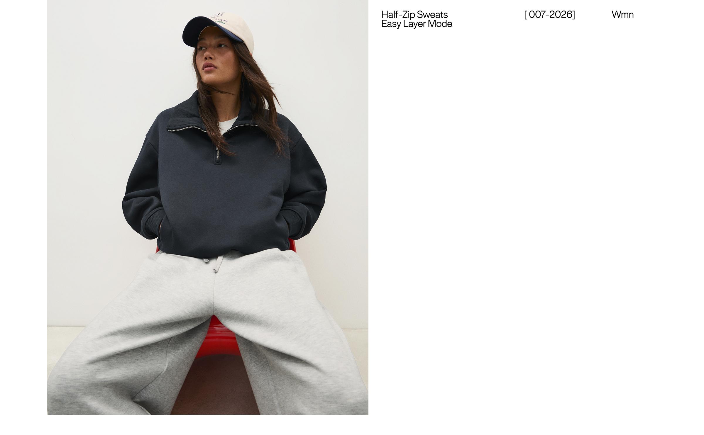 High neck zip-up sweatshirt — Navy