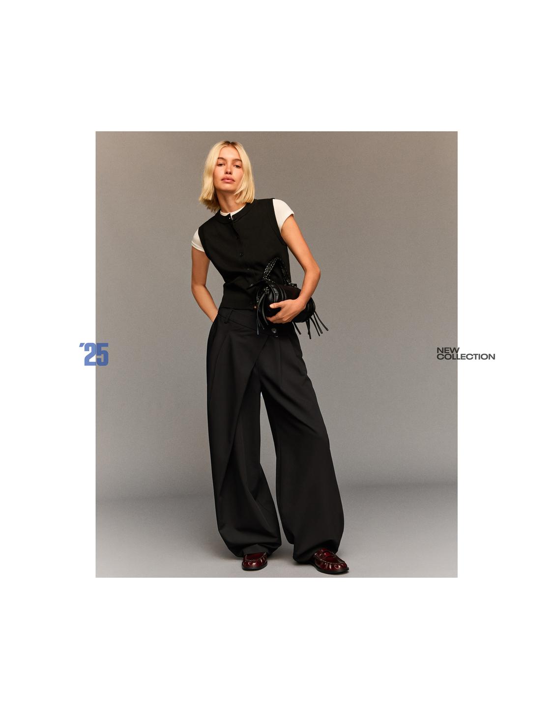 Tailored fit trousers with crossover waist