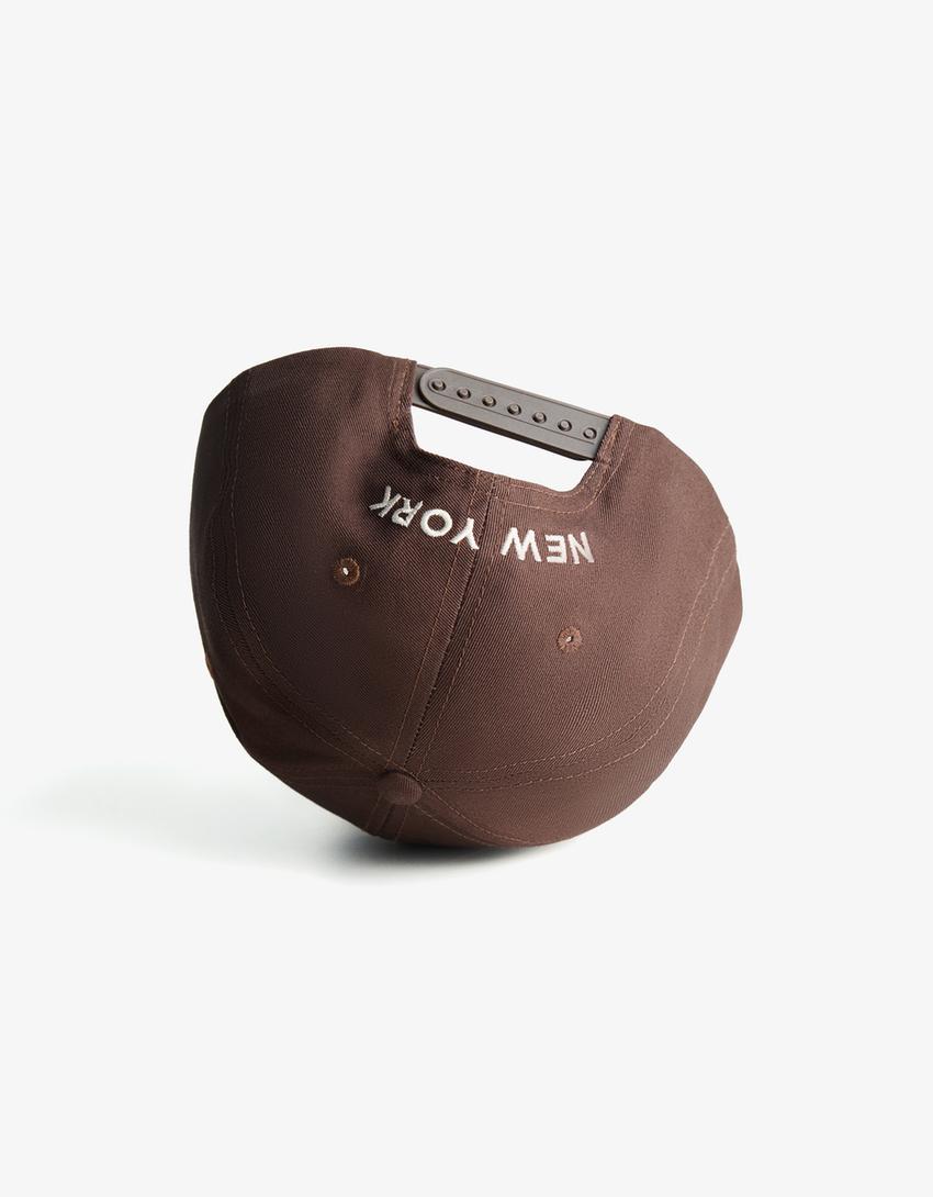Embroidered cap-Brown