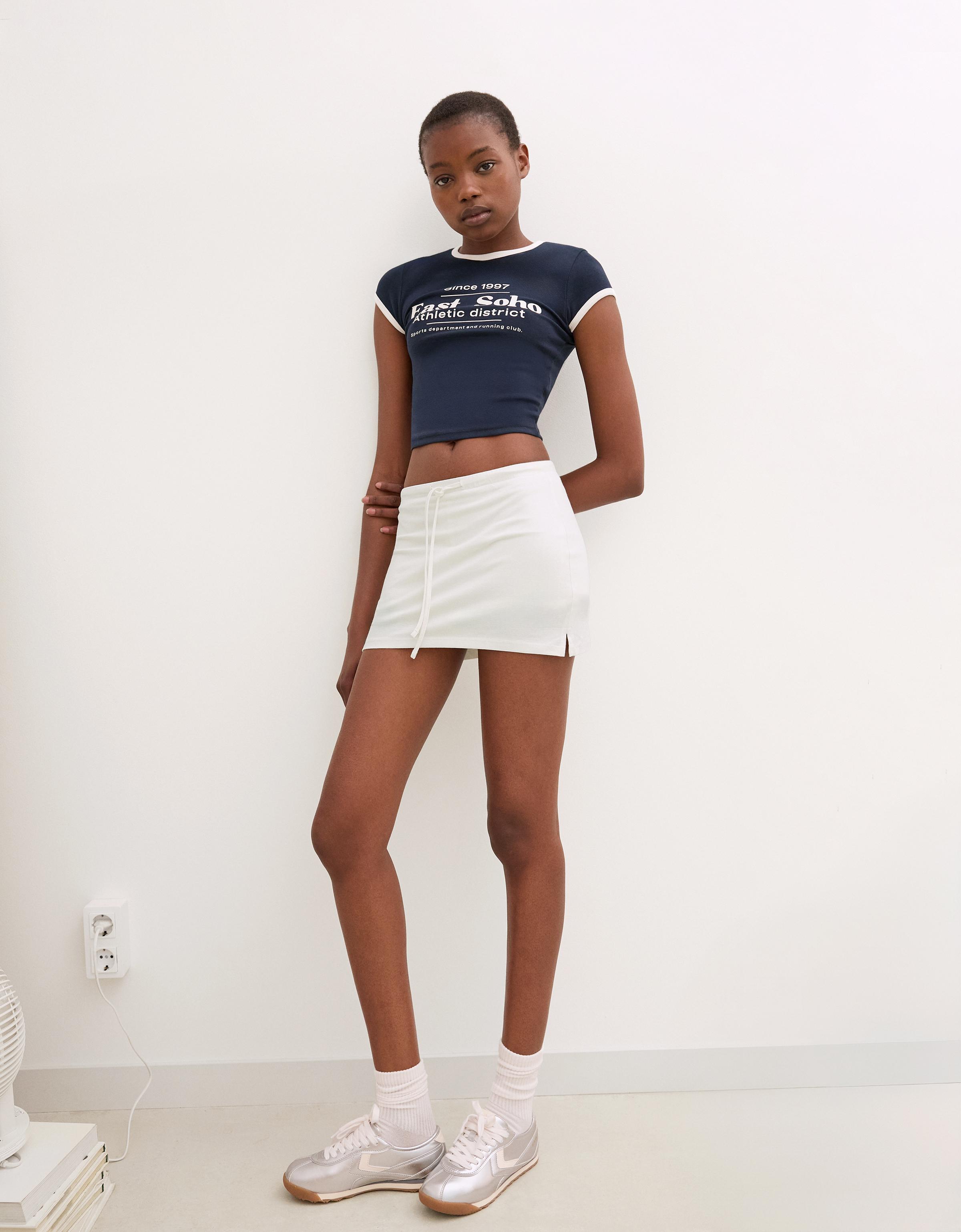 Skort Bershka Blanc - Taille XS - Femme - Fermeture Zip - Occasion Bon état
