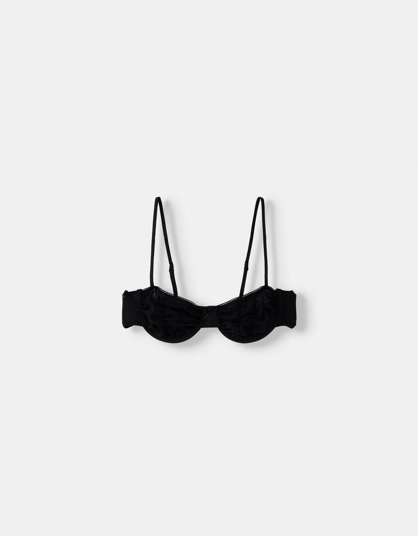 Bra with underwire and bow detail-Black-4