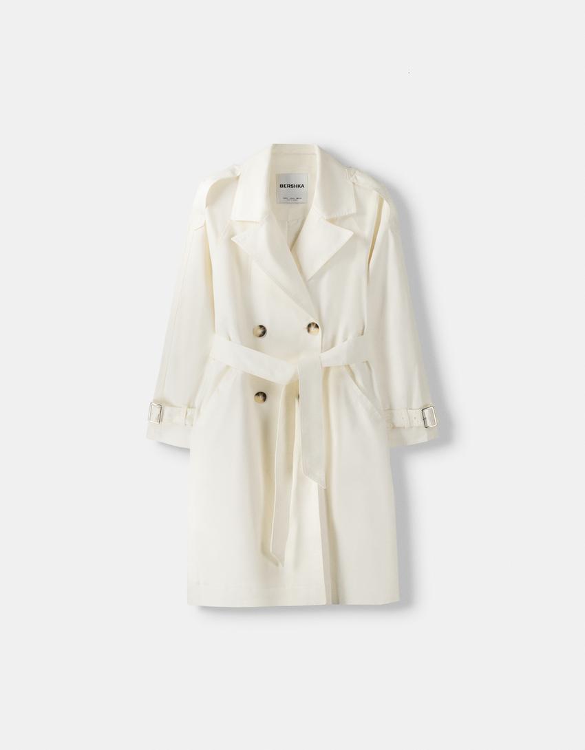 Sobretudo trench de algodão-Gelo-5