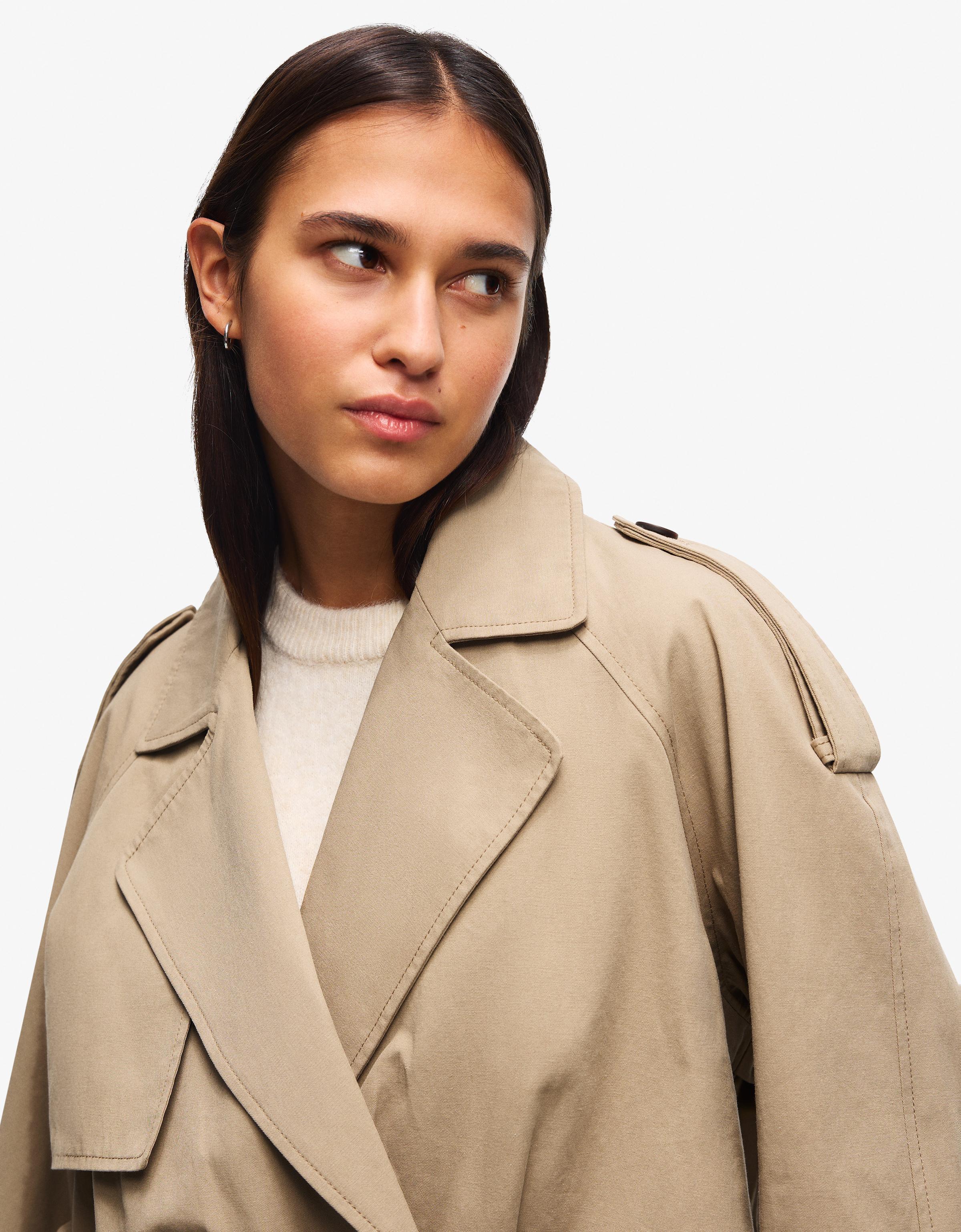 Balloon effect cropped trench coat — Camel
