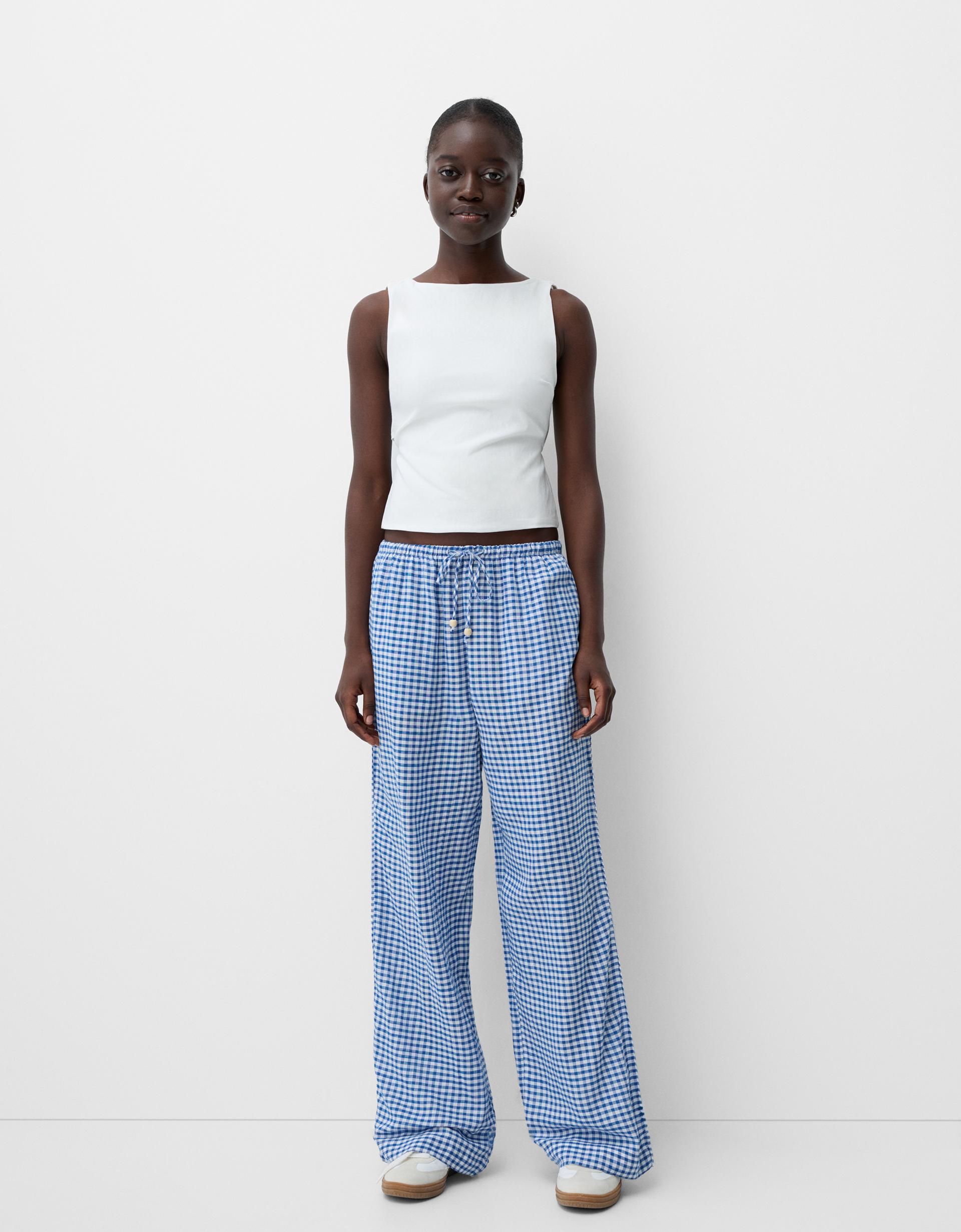 Gingham check pants - Pants - BSK Teen | Bershka 