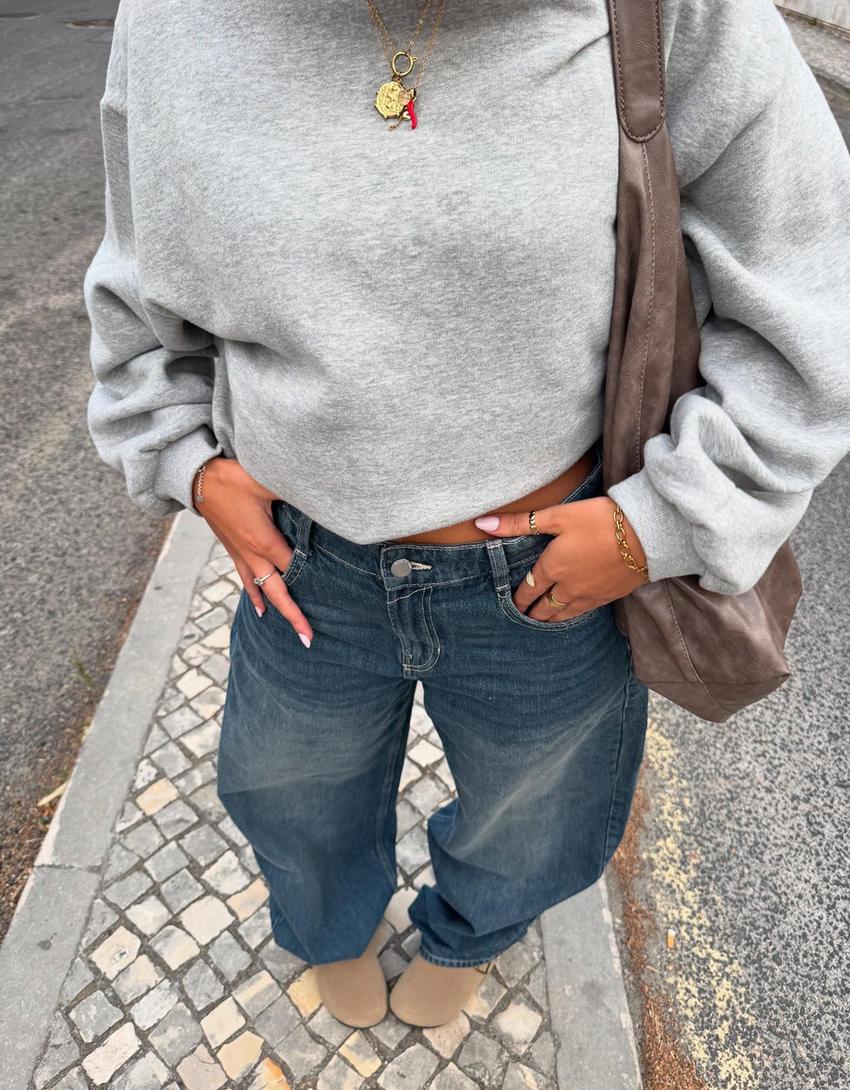 Sweat oversize à poches-Gris