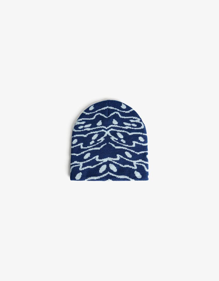 Beanie print-Azul