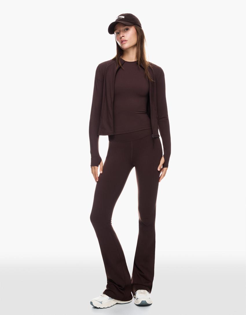 Pantaloni flare tecnici-Marrone