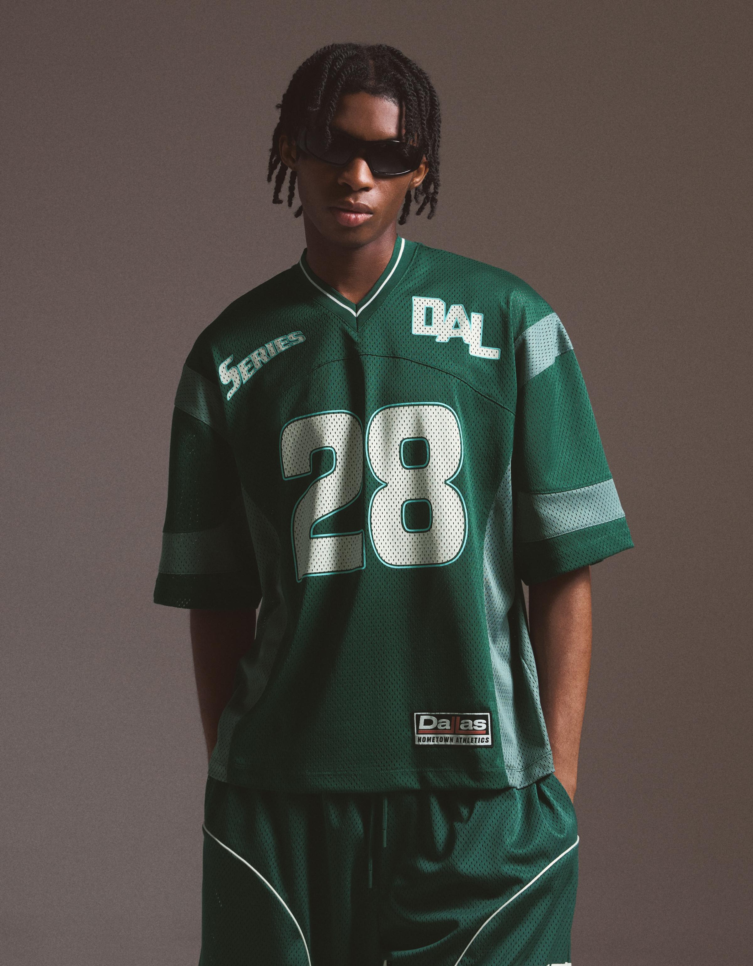 Bershka Camiseta Manga Corta Mesh Hombre L Verde