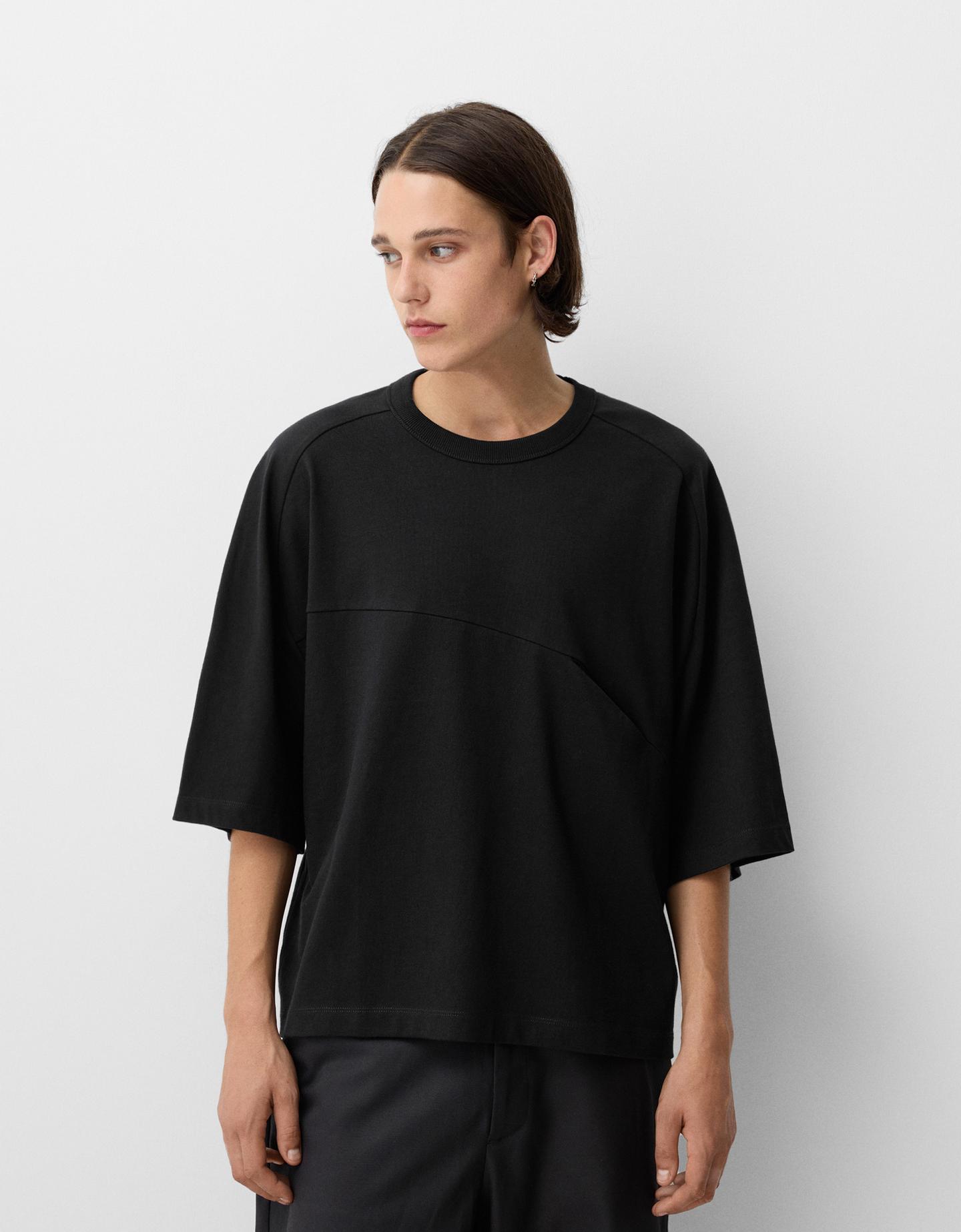 Bershka Maglietta A Maniche Corte Oversize Uomo S Nero