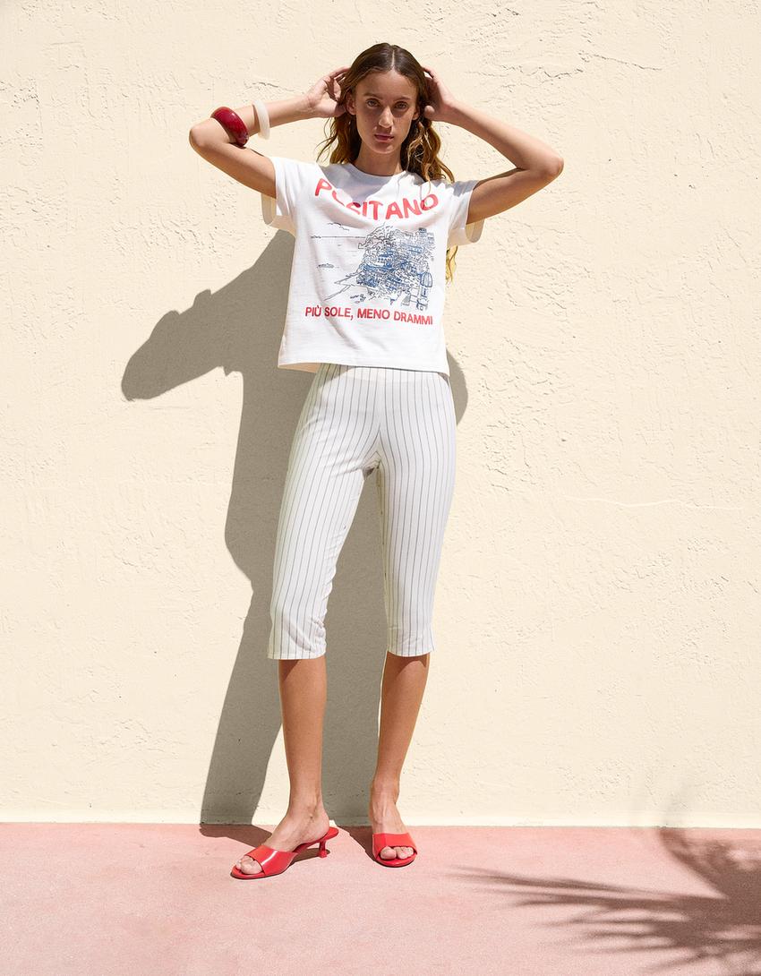 Pinstripe capris-White / Black-2