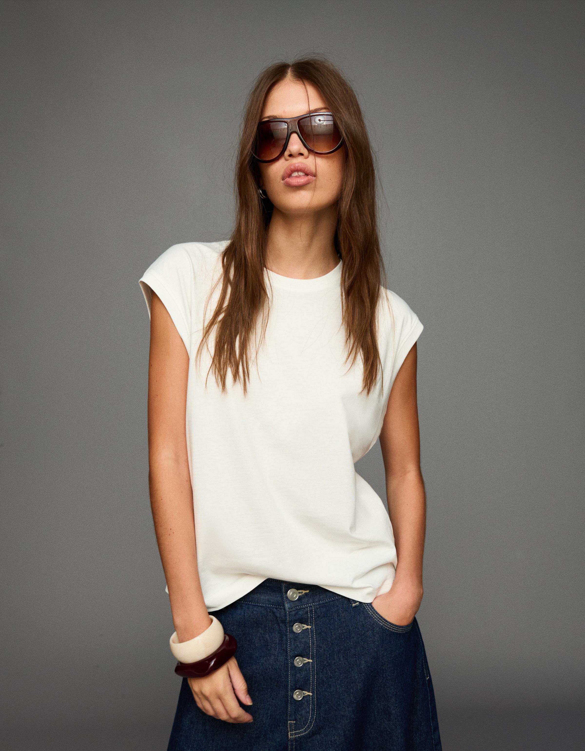 Bershka Tanktop Damen Xs Grbrochenes Weiss