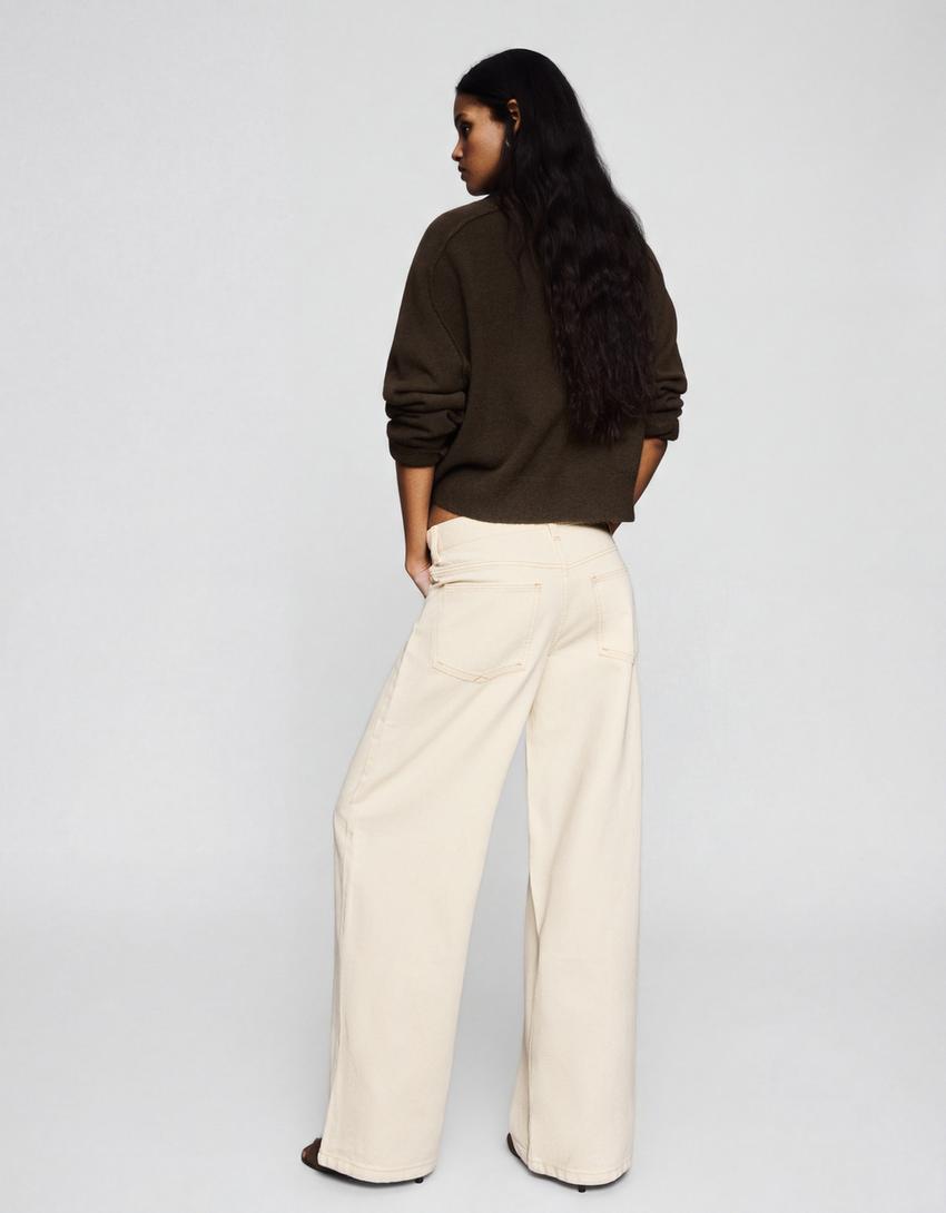 Jean boyfriend taille basse-Écru