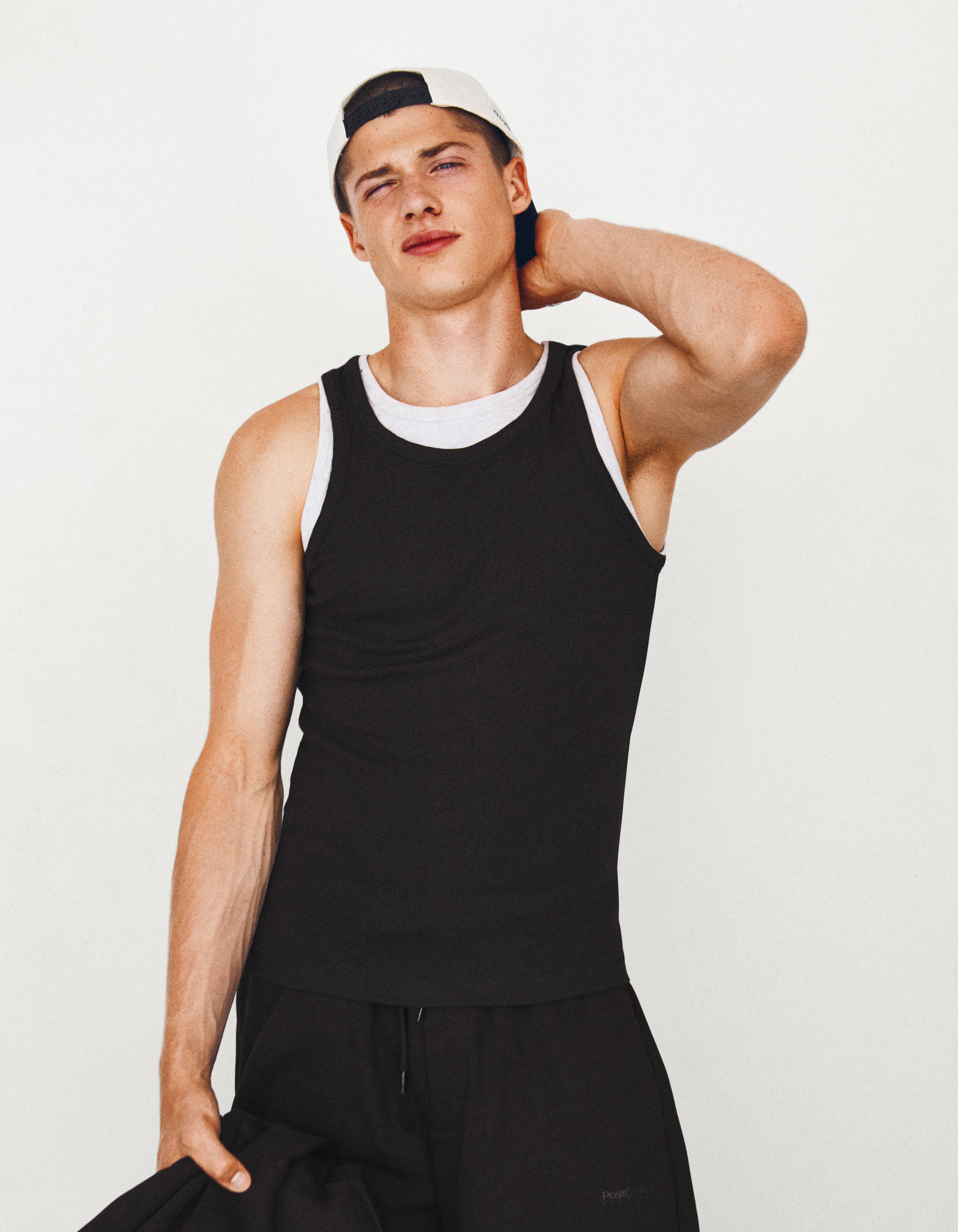 Double strap vest top — Black