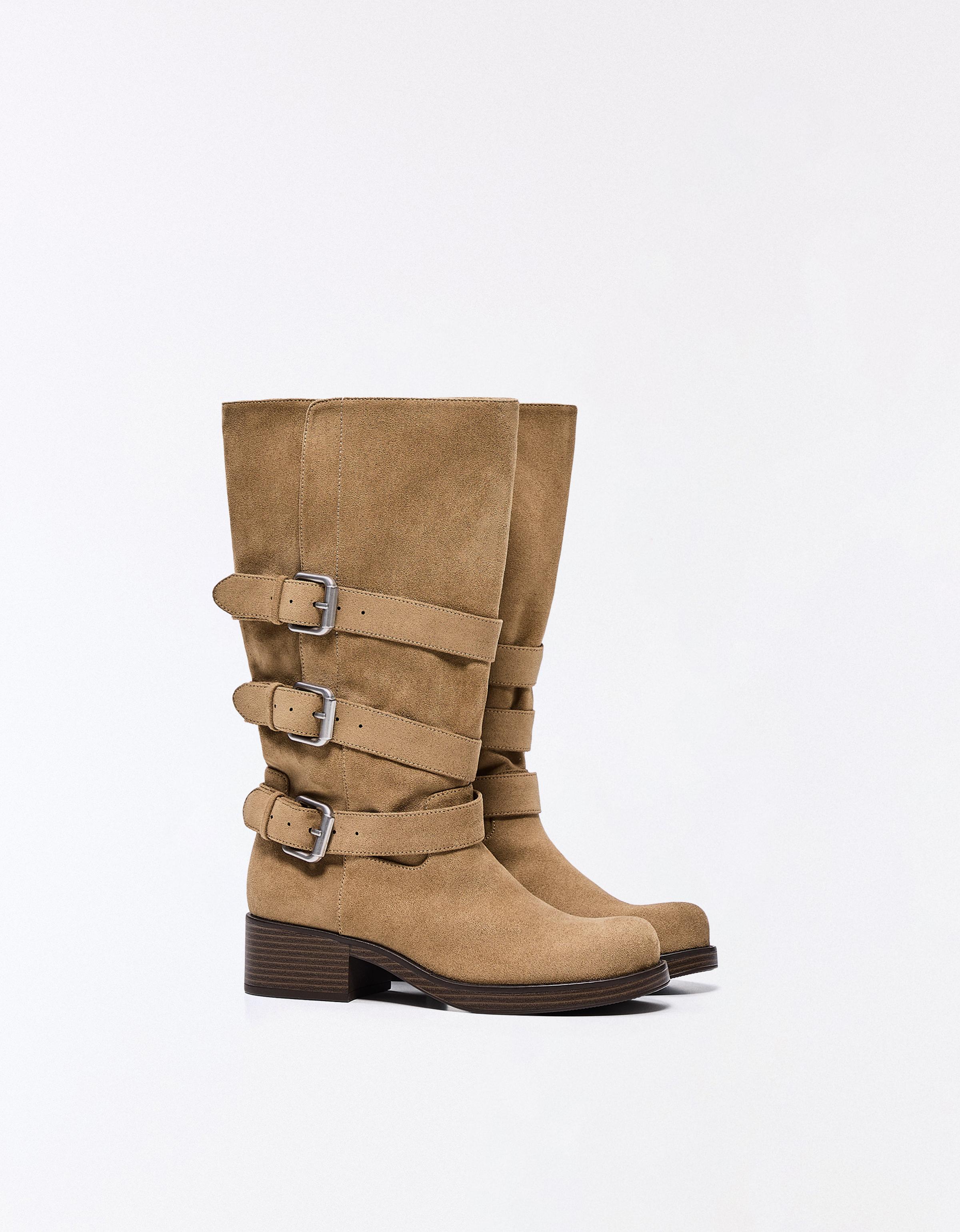 Buckled biker boots