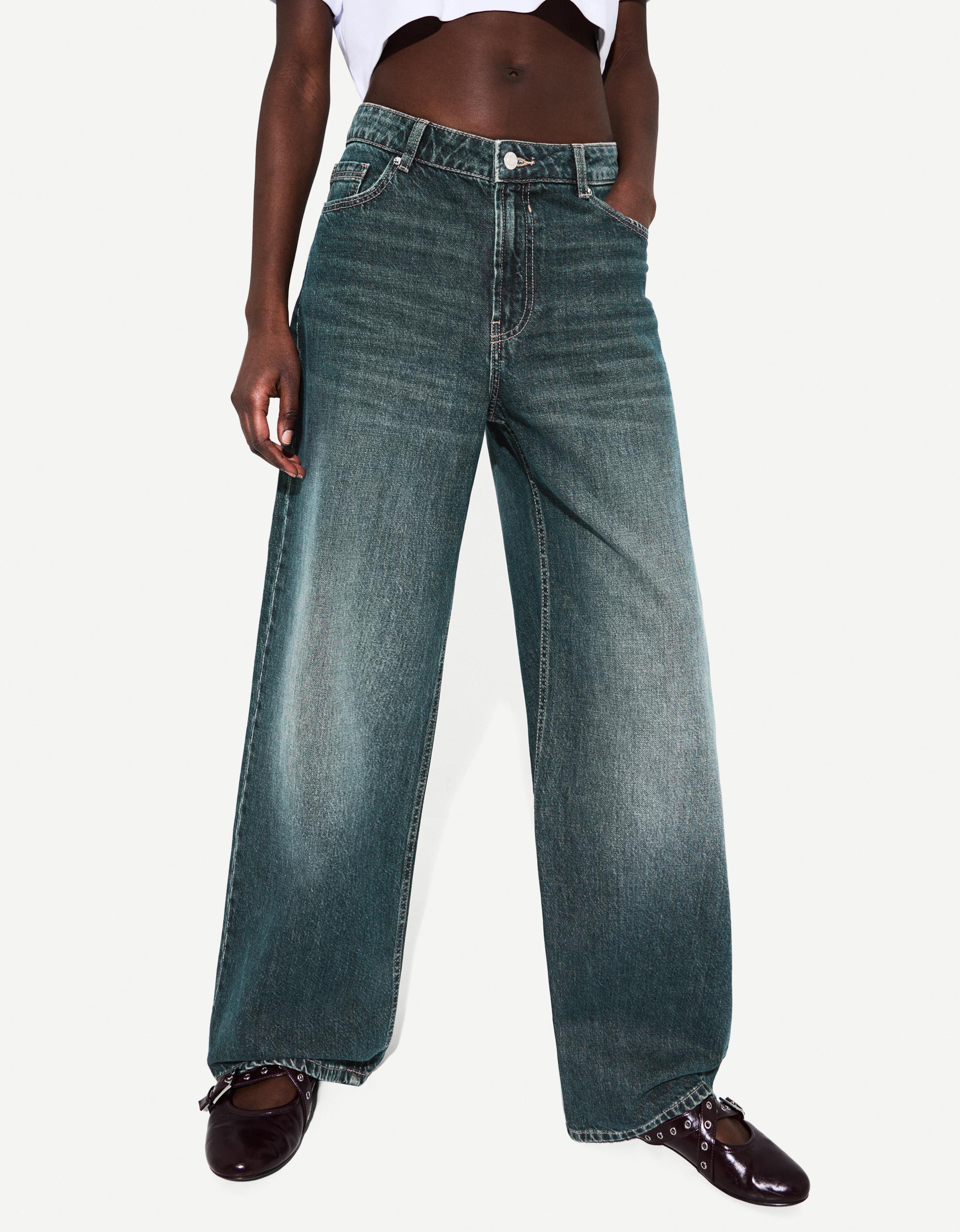 Bershka Jeans Im Baggy-Hosen-Fit Damen 10-12 Grün