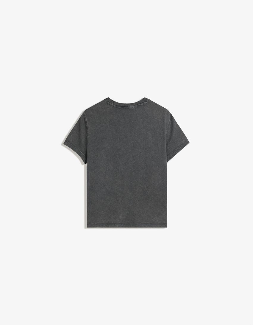 Camiseta manga corta print-Gris oscuro