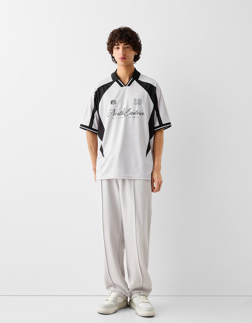 T-shirt manches courtes sport jacquard-Gris-3