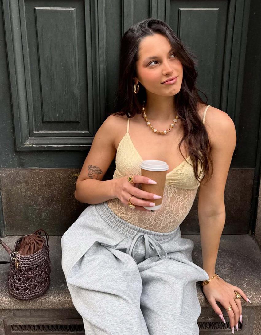 Body tirantes encaje-Amarillo