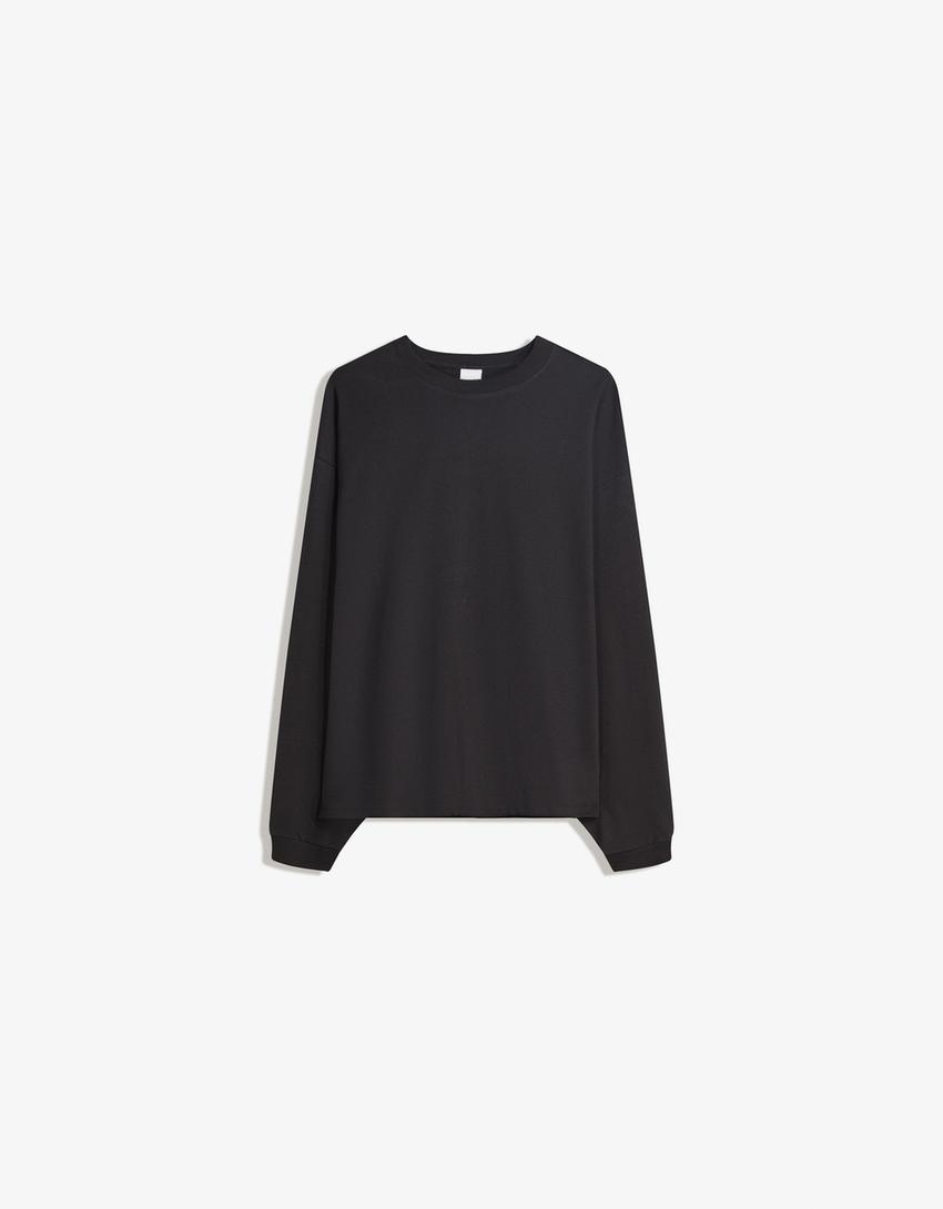 Camiseta manga larga boxy-Negro-4