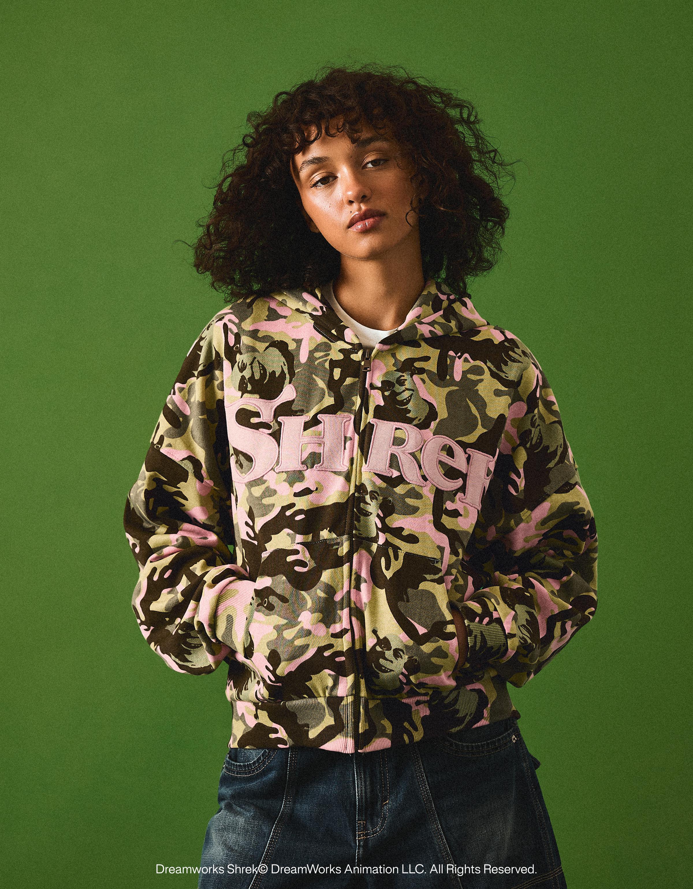 SHREK print hooded jacket — Khaki