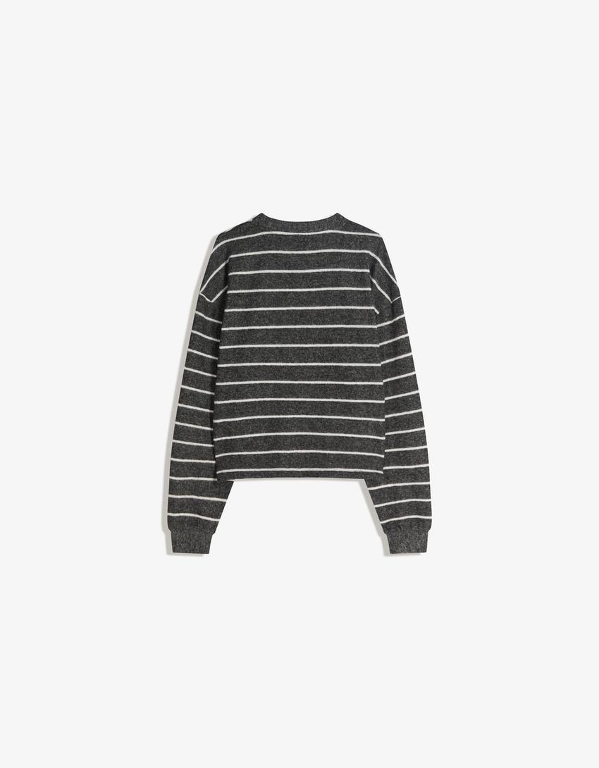 Stripe knit jumper-Grey