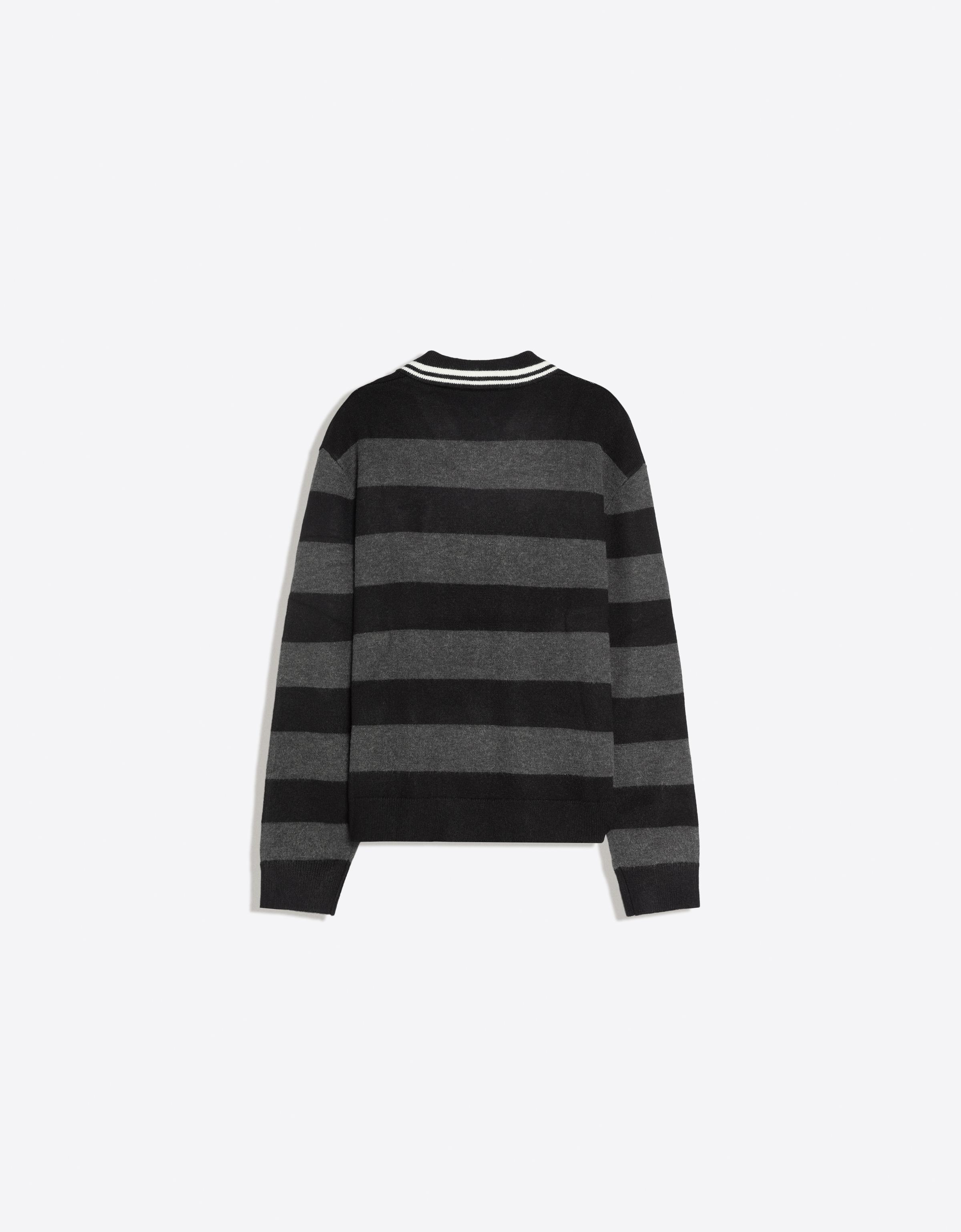 Patched polo collar jumper — Dark grey