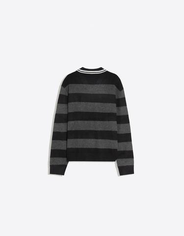 Polo collar jumper with patches — Dark grey 6