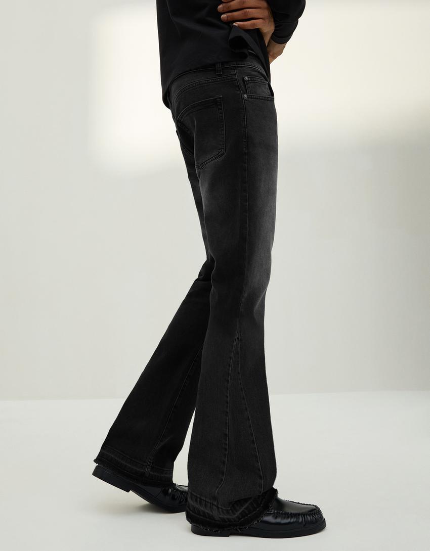 Jeans flare confort-Negro