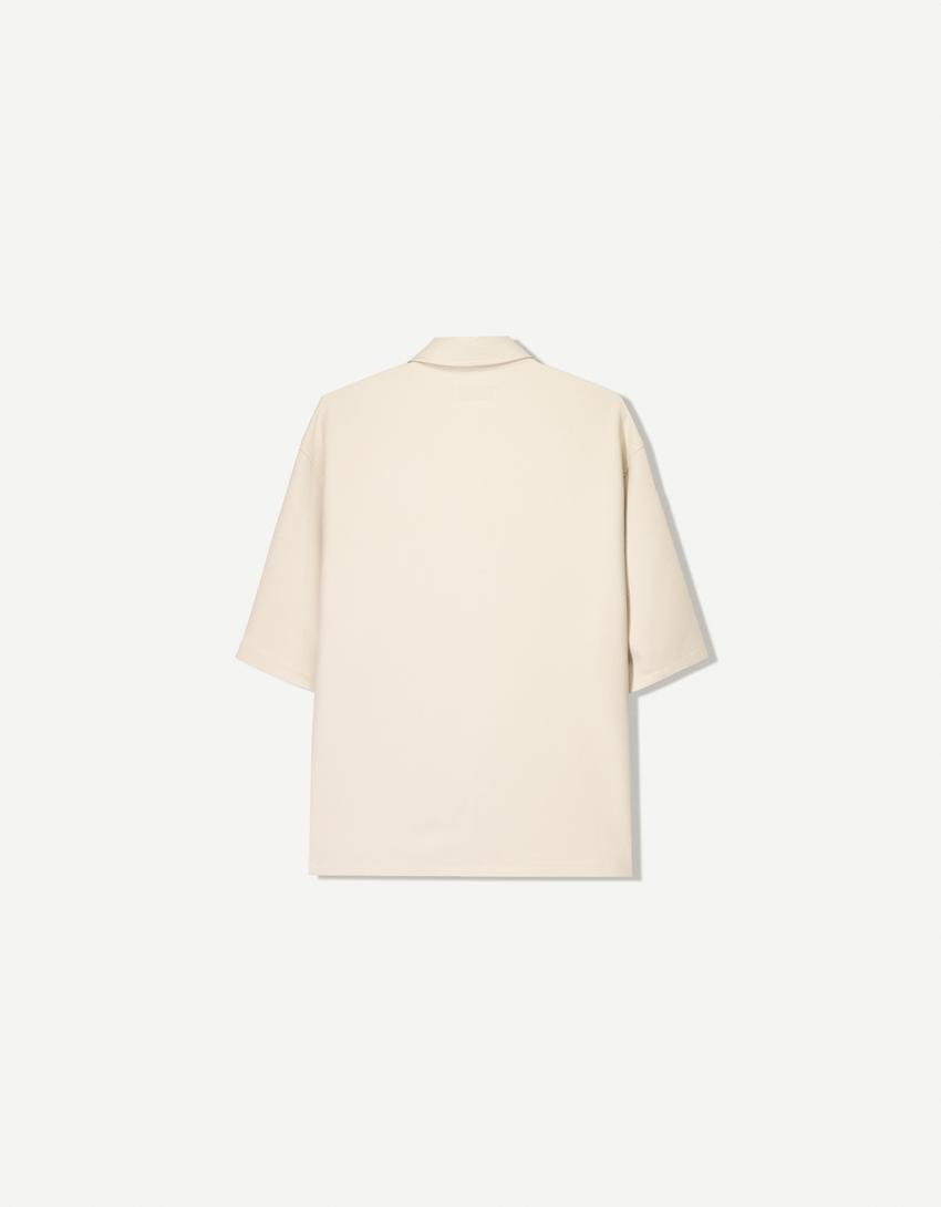 Camicia a maniche corte boxy tailored fit-Avorio
